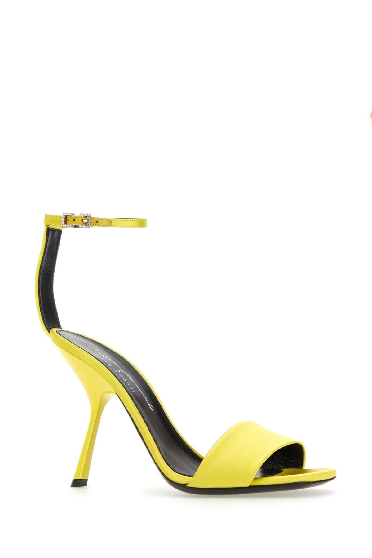 Sergio Rossi Satin Ankle-Strap Heel Sandal — Yellow, view 2