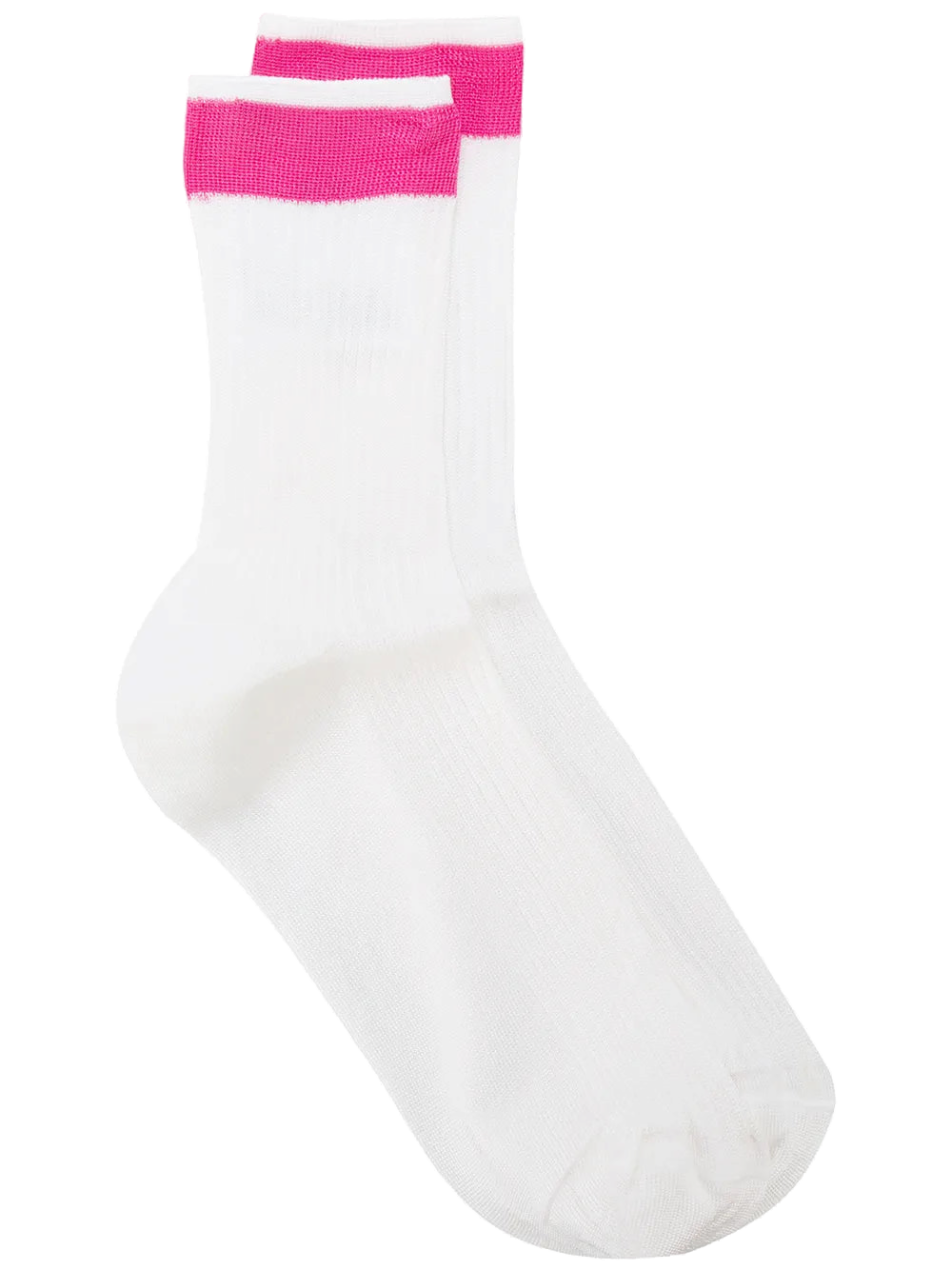 Valentino PB3KI01D3TD0HO Ribbed Silk-Blend Socks — White, view 2