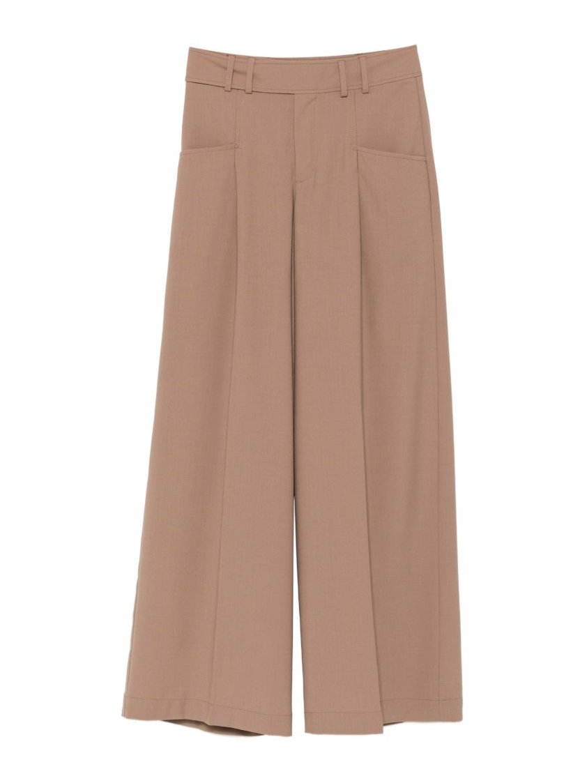 Closed Wide-Leg Wool Blend Trousers — Beige by Closed