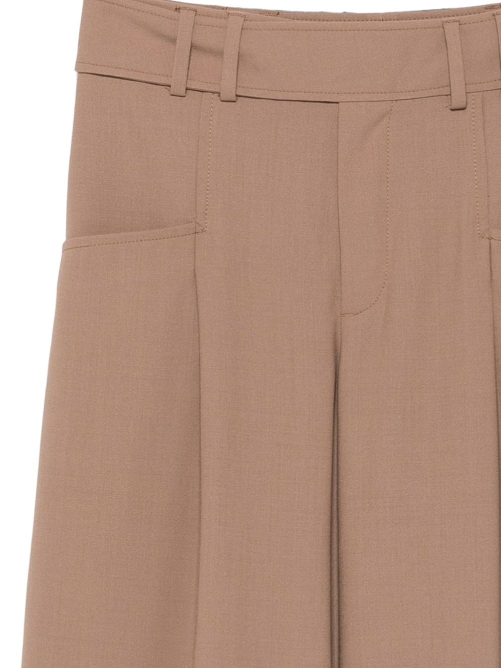Closed Wide-Leg Wool Blend Trousers — Beige, view 3