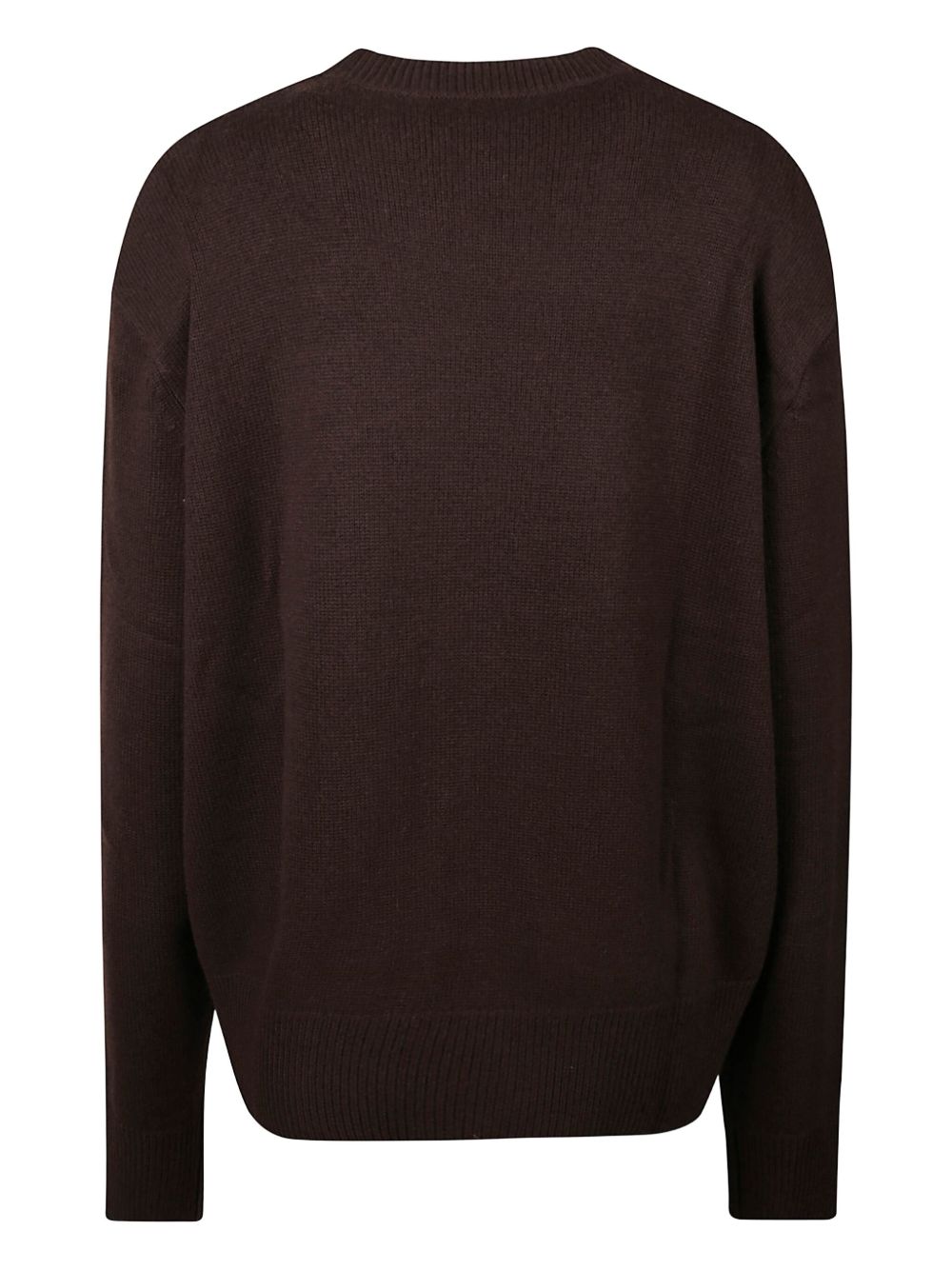 032C Padded-Shoulder Wool Sweater — Brown, view 3