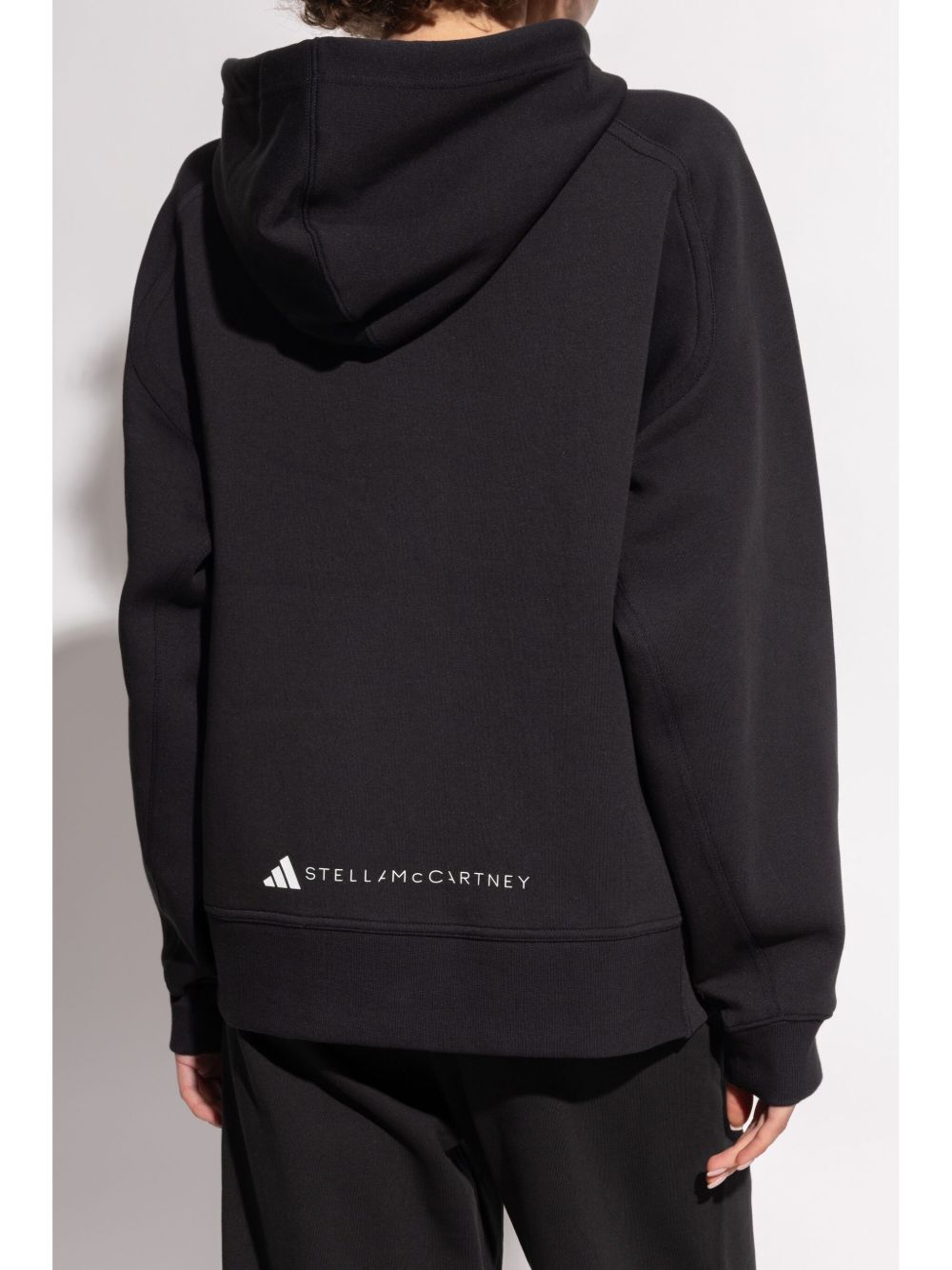 Adidas By Stella McCartney Logo-Embroidered Cotton Hoodie — Black, view 5