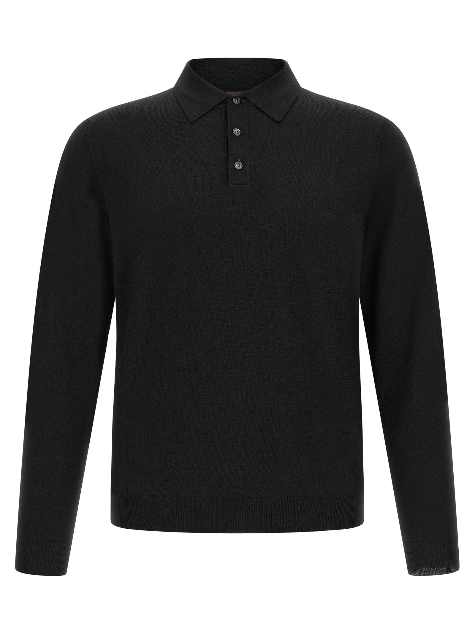 Zanone Wool Blend Polo — Black by Zanone