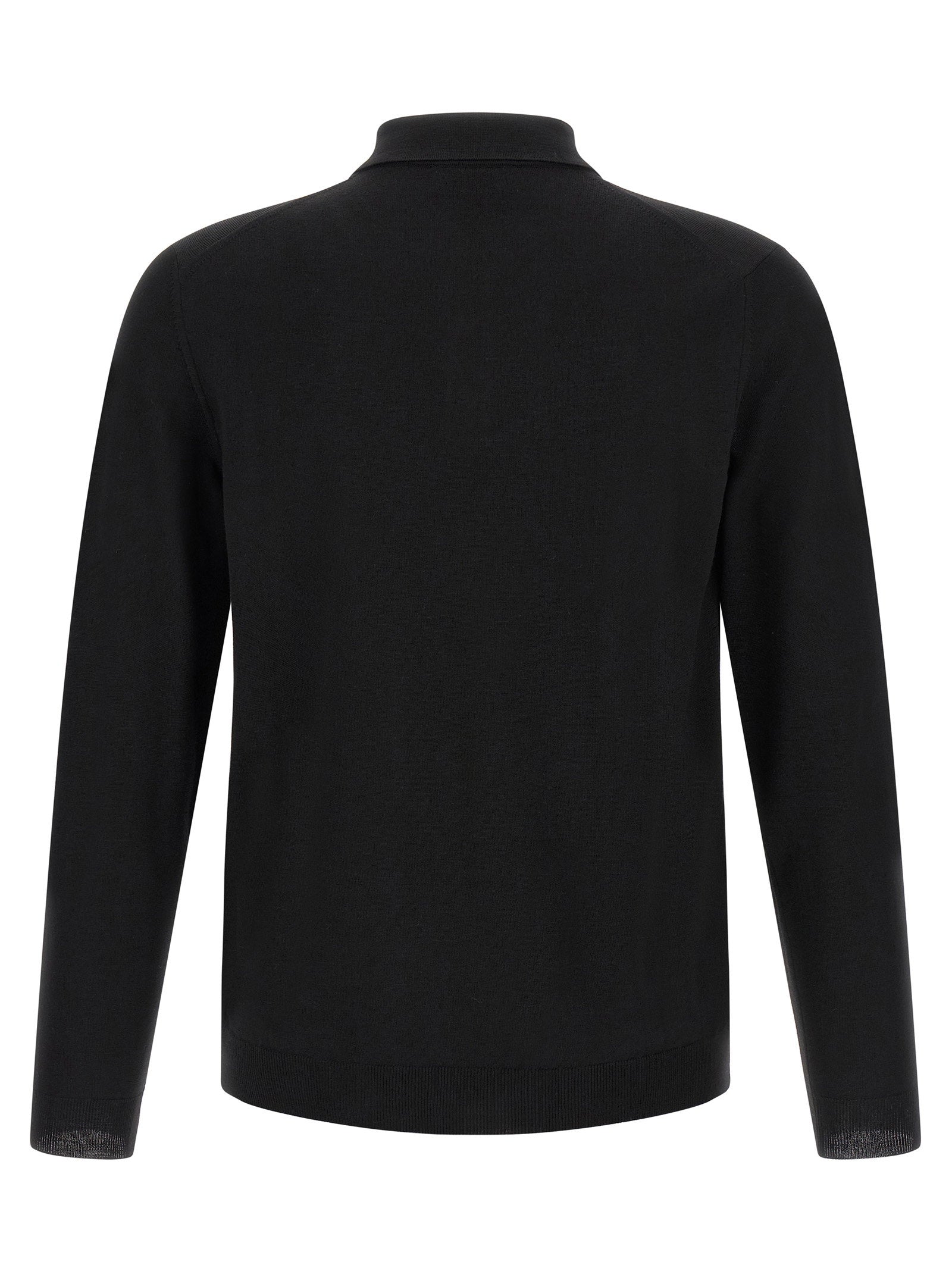 Zanone Wool Blend Polo — Black, view 2