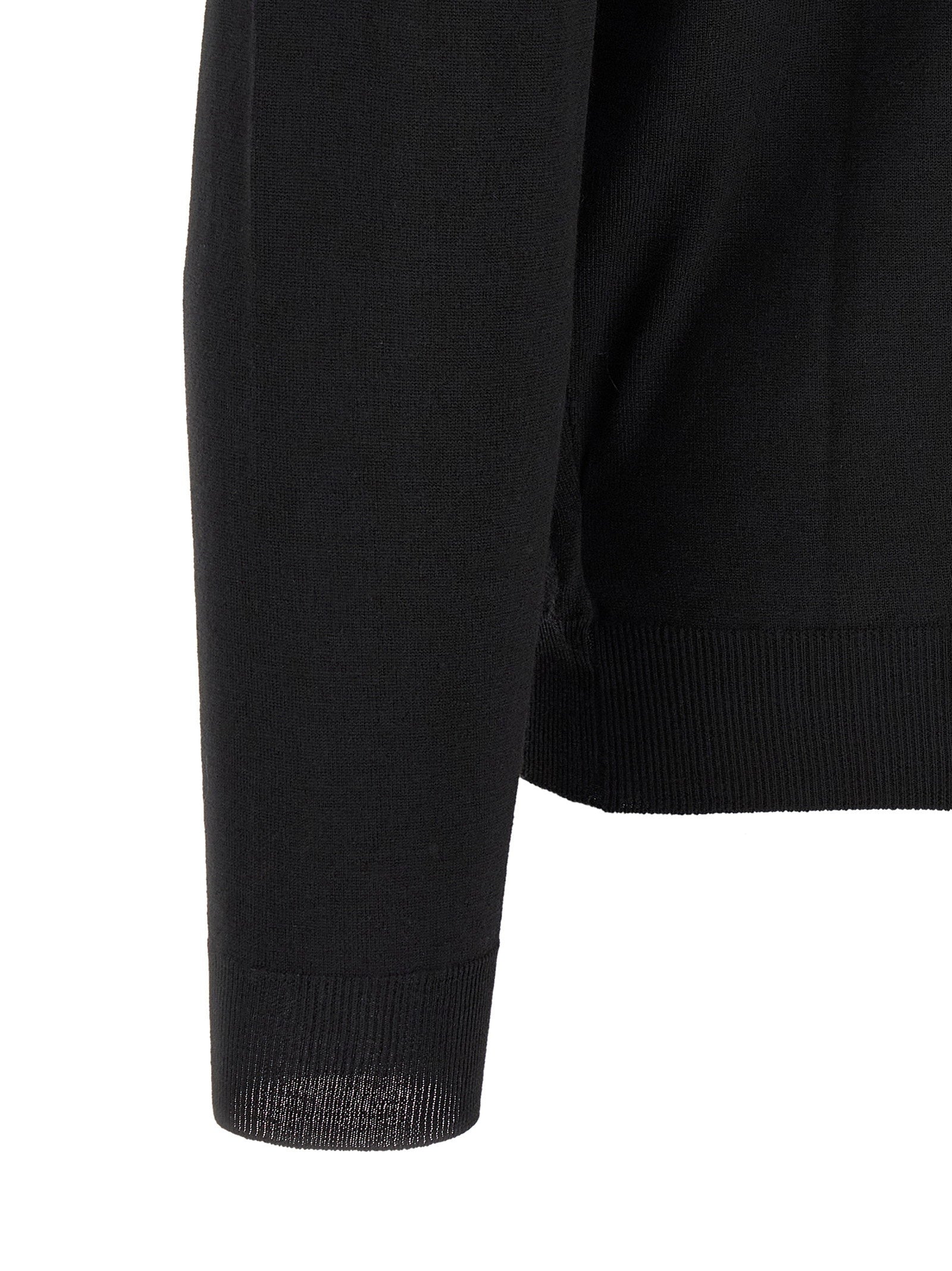 Zanone Wool Blend Polo — Black, view 4
