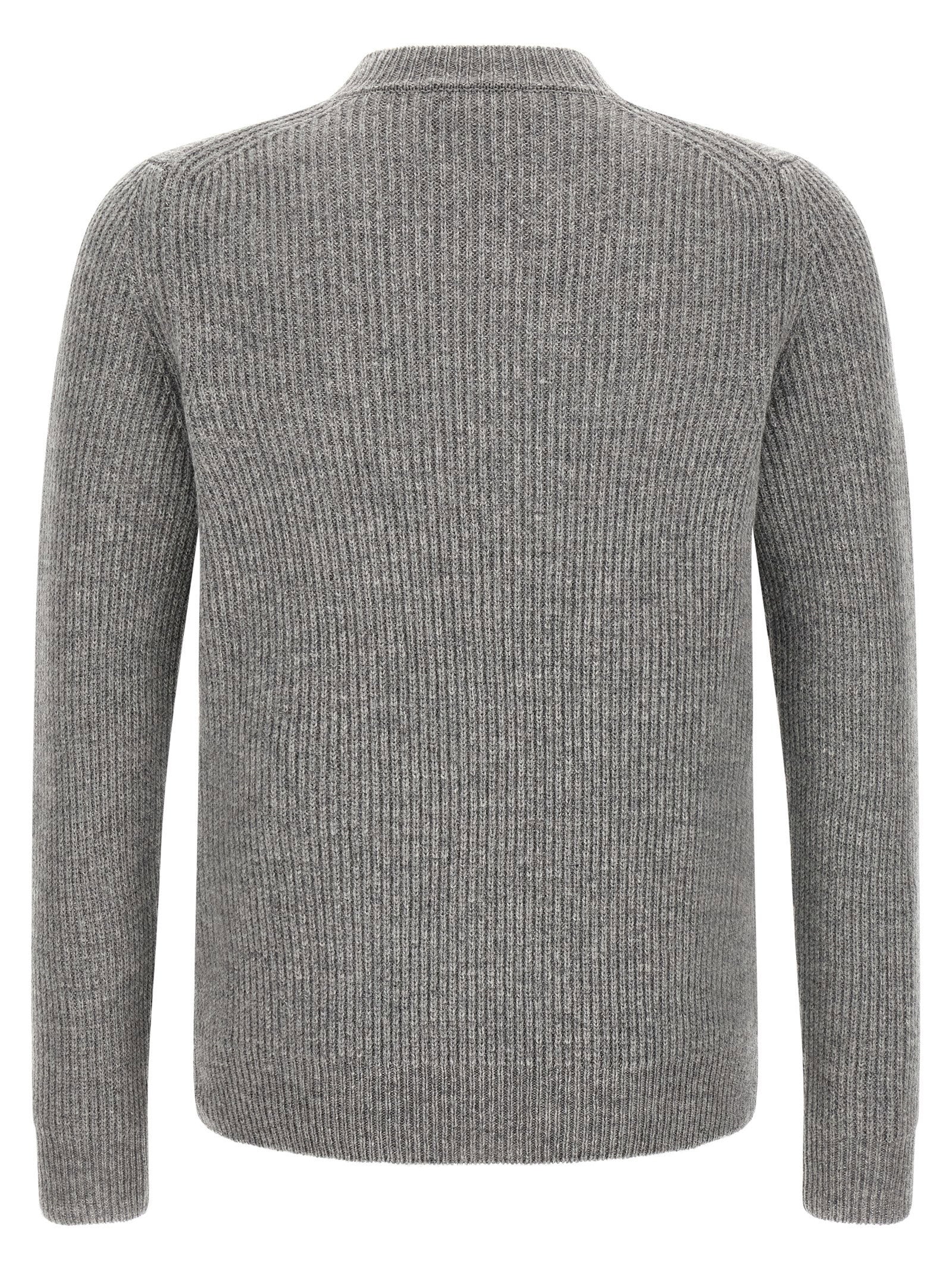 Zanone Ribbed Virgin Wool Sweater — Grey, view 2