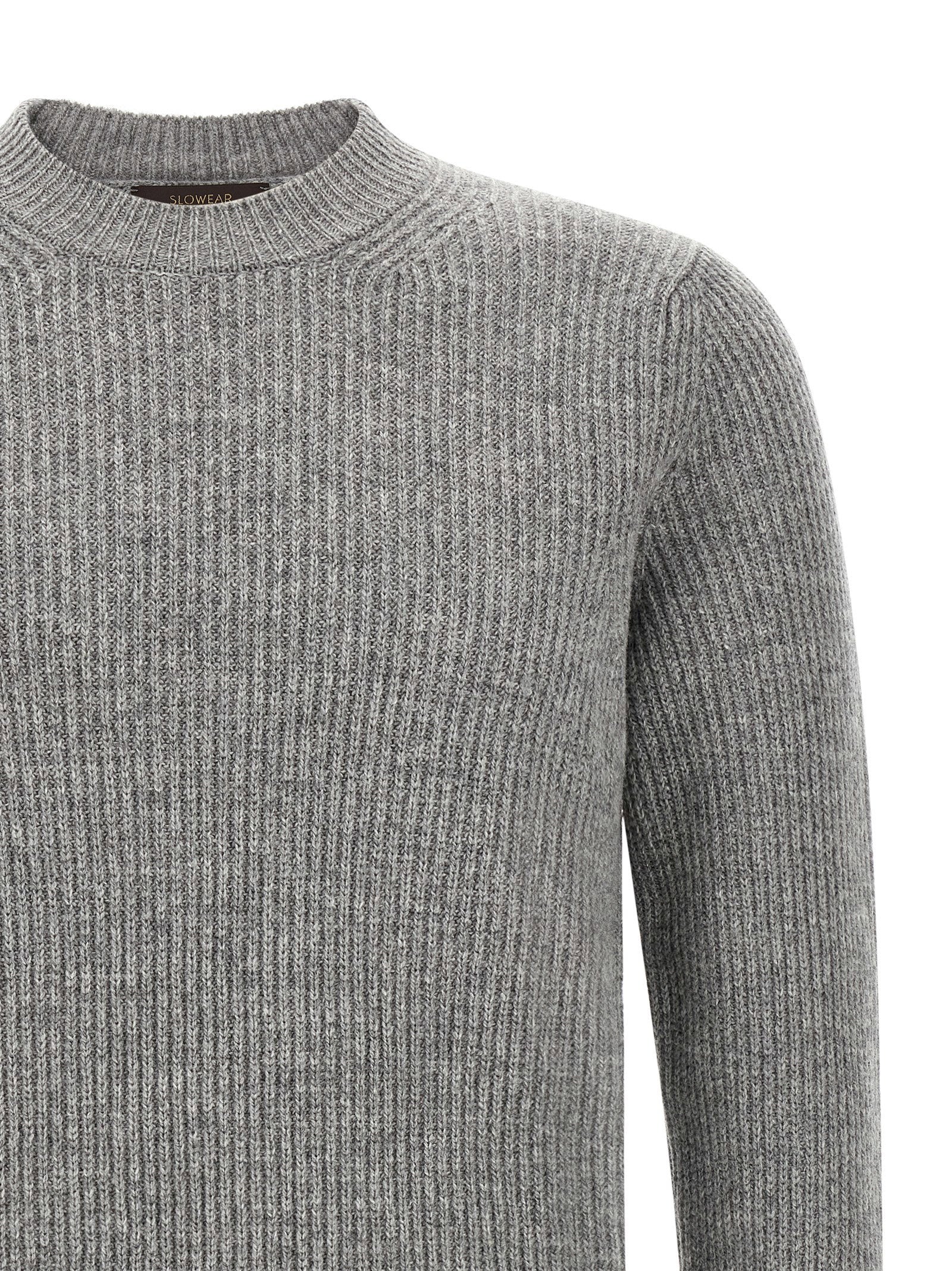 Zanone Ribbed Virgin Wool Sweater — Grey, view 3