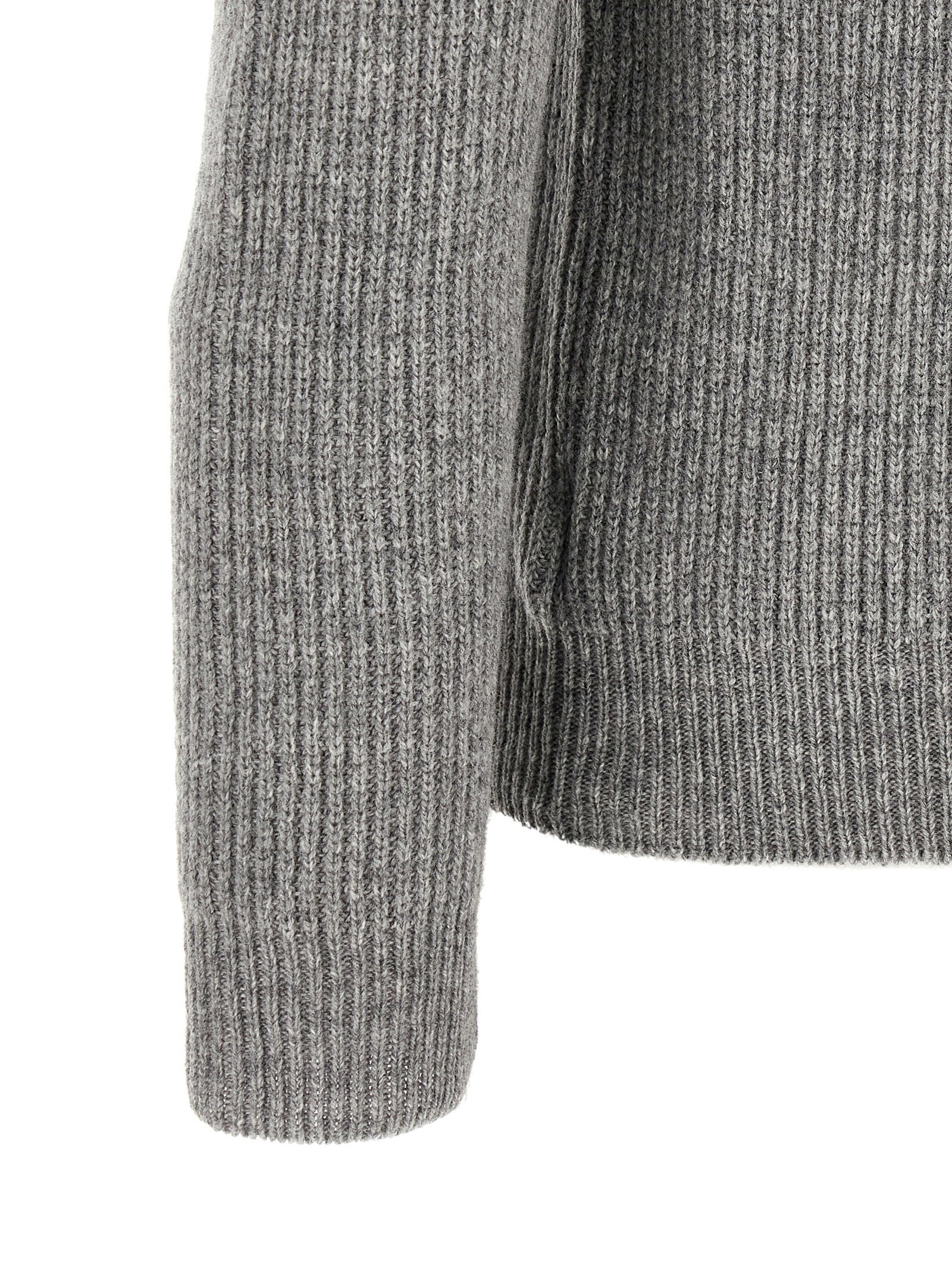 Zanone Ribbed Virgin Wool Sweater — Grey, view 4