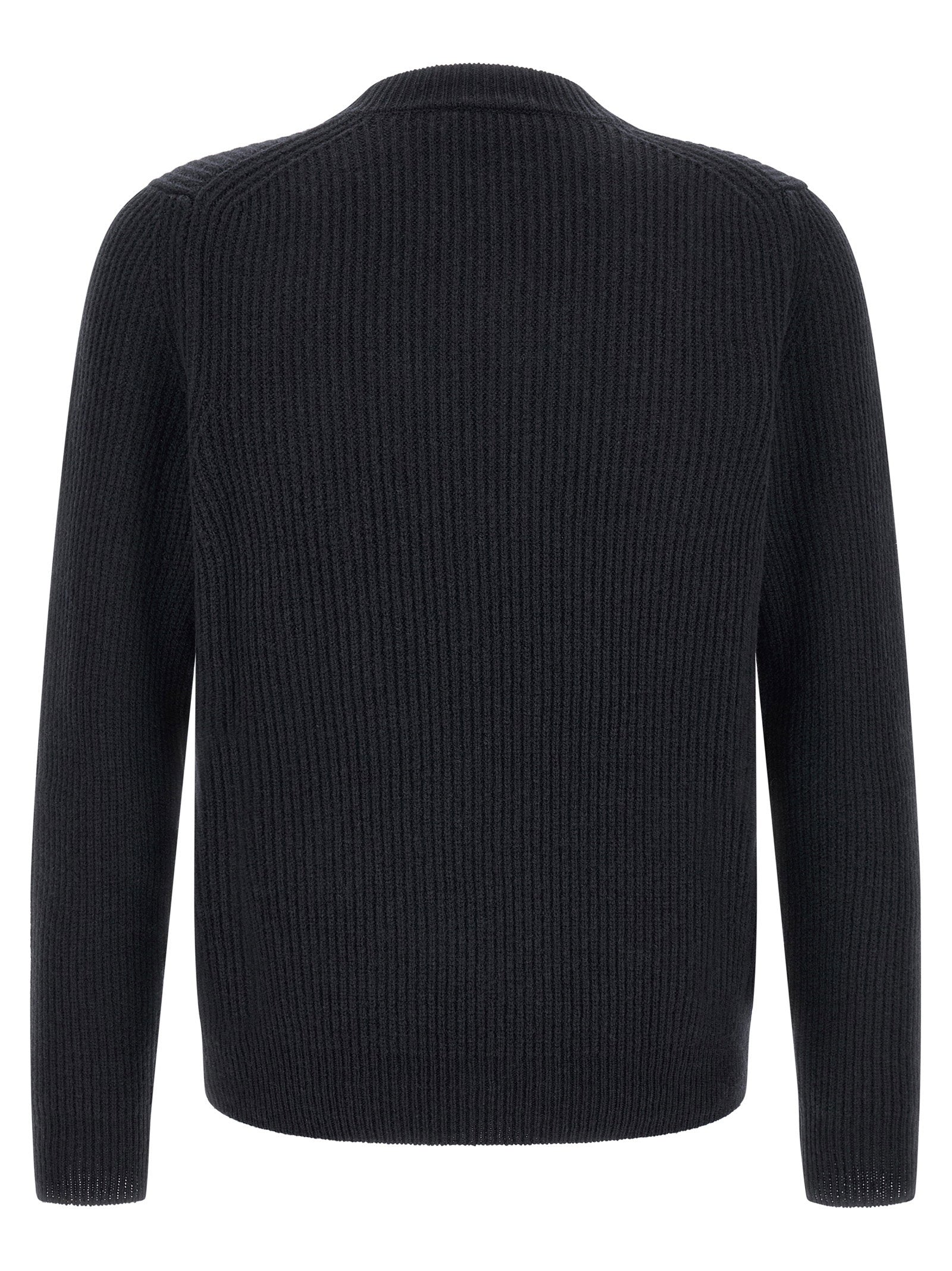 Zanone Ribbed Virgin Wool Sweater — Navy, view 2