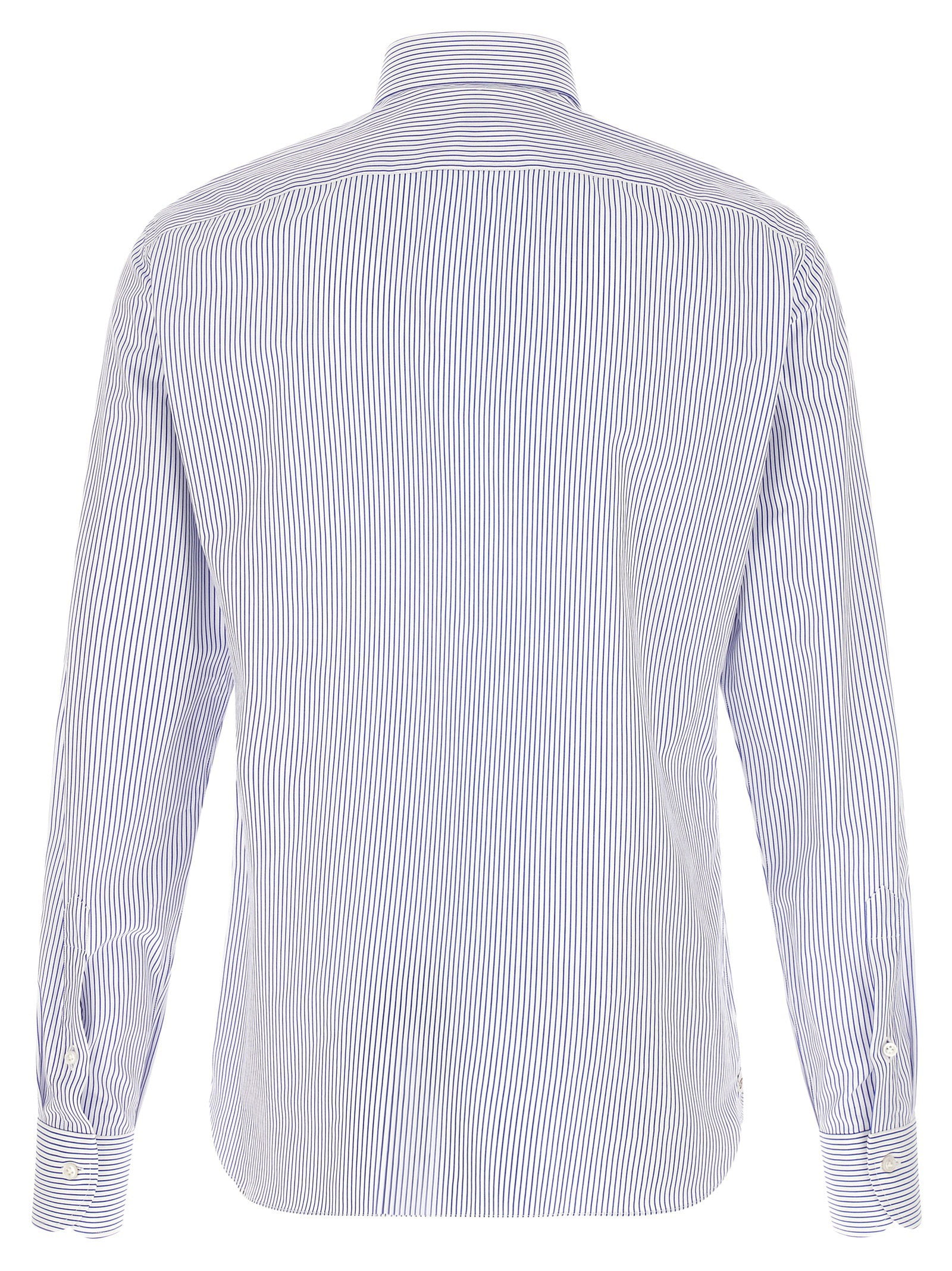 Borriello Striped Cotton Poplin Shirt — Blue, view 2