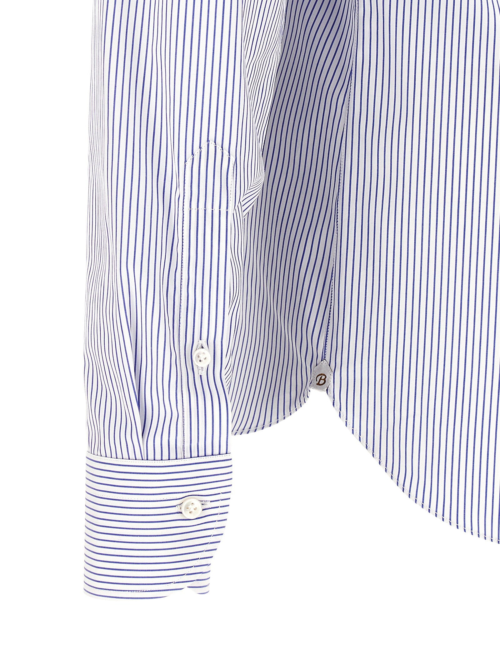 Borriello Striped Cotton Poplin Shirt — Blue, view 4