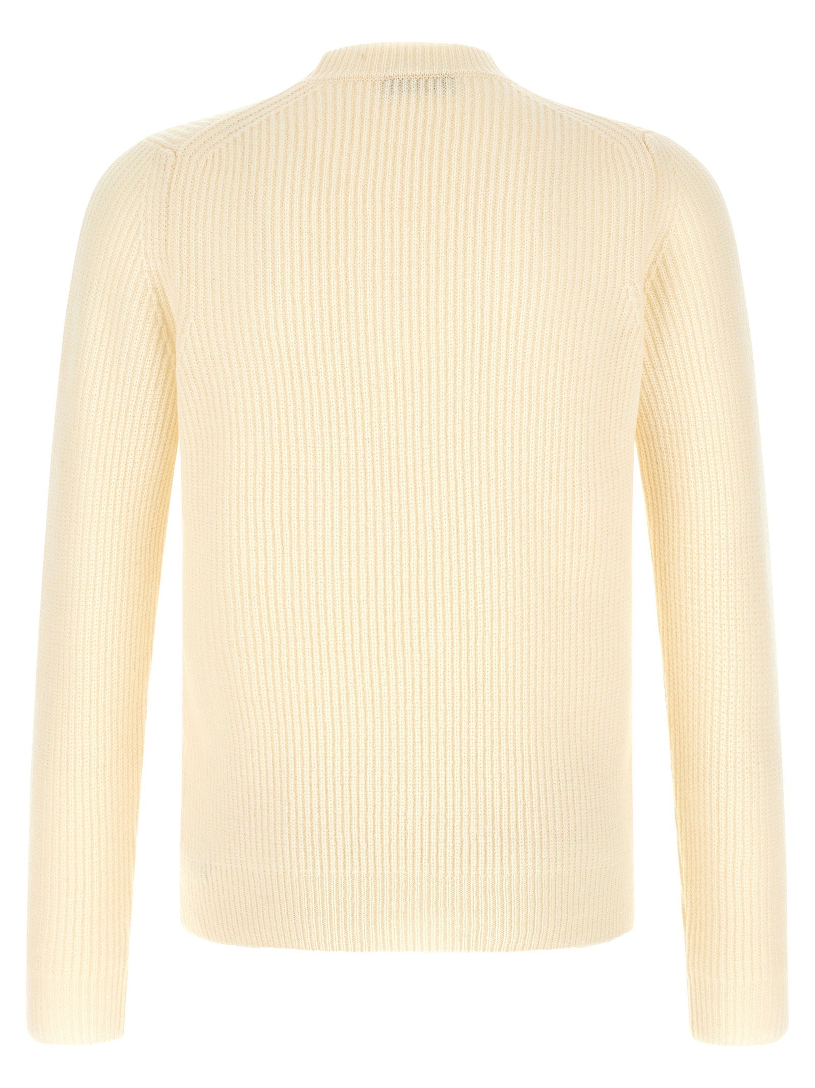 Zanone Ribbed Virgin Wool Sweater — Cream, view 2