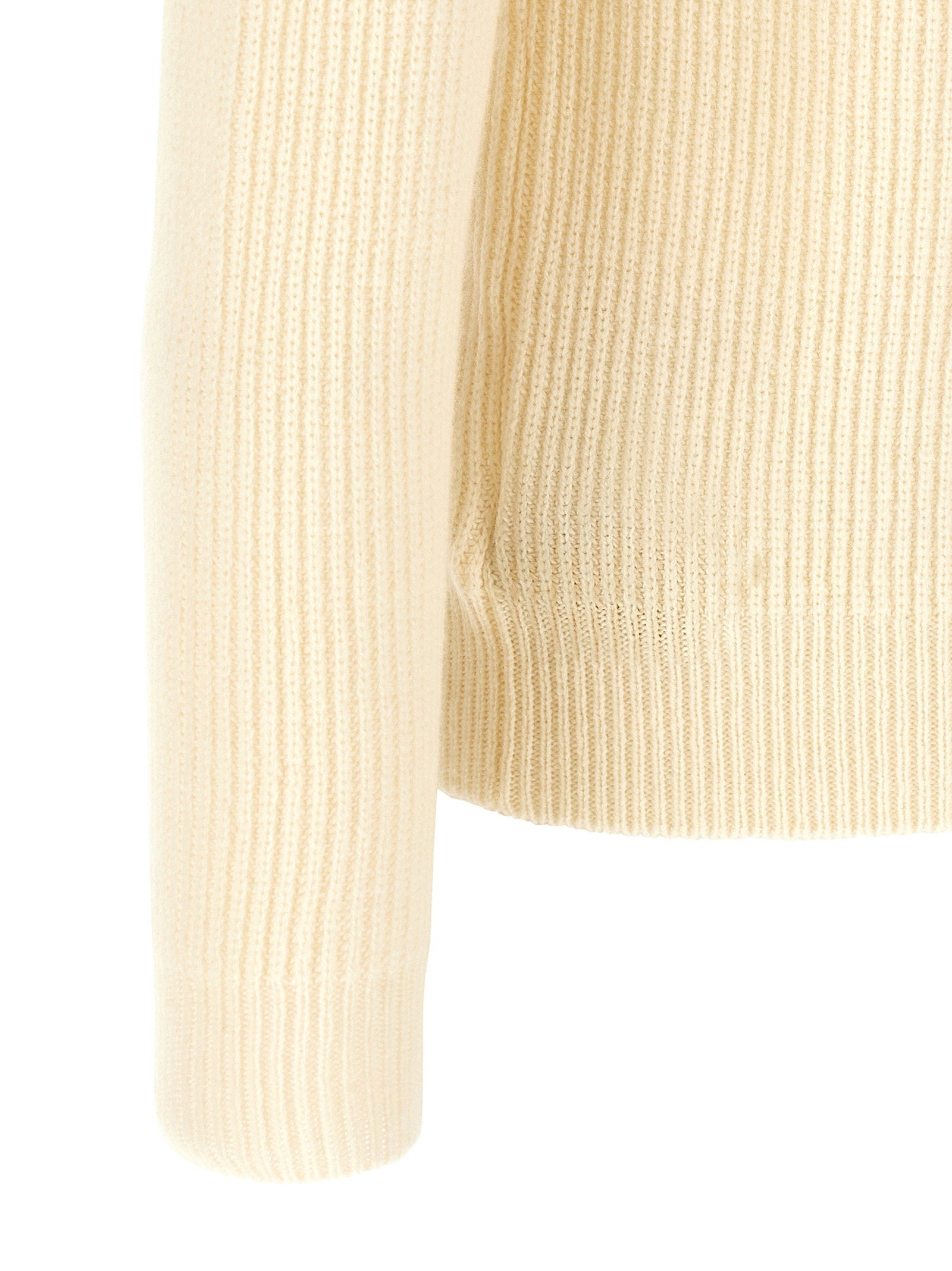Zanone Ribbed Virgin Wool Sweater — Cream, view 4