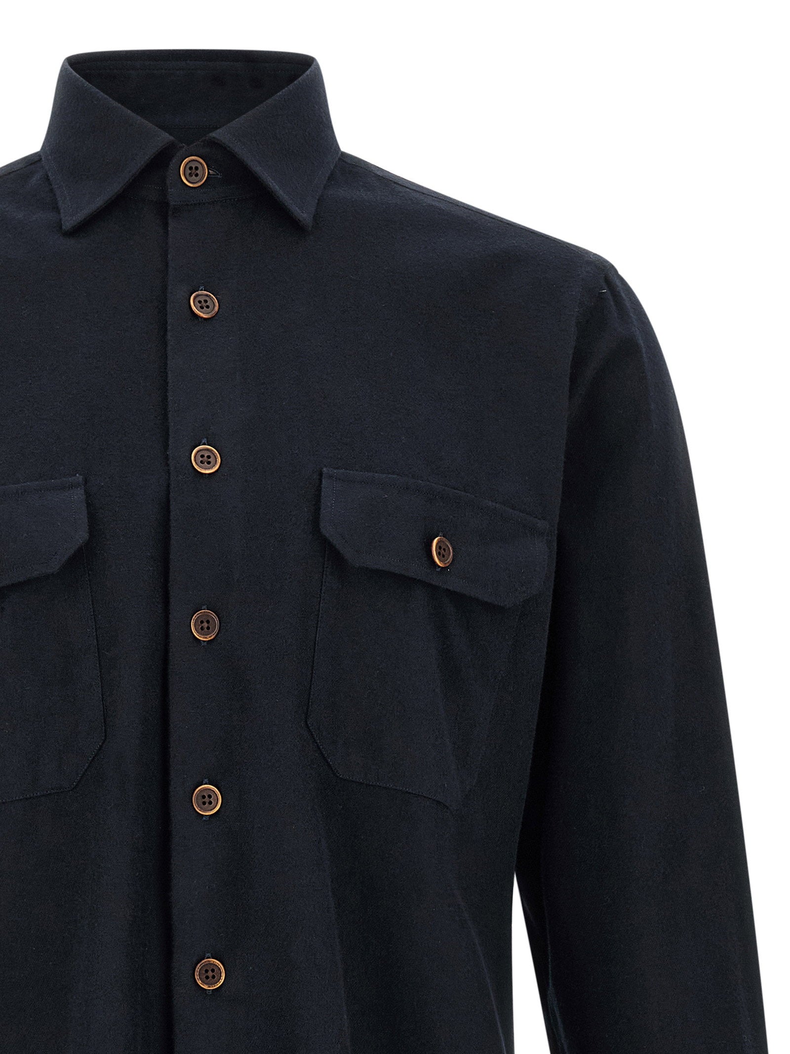 Borriello Pure Cotton Shirt — Navy, view 3