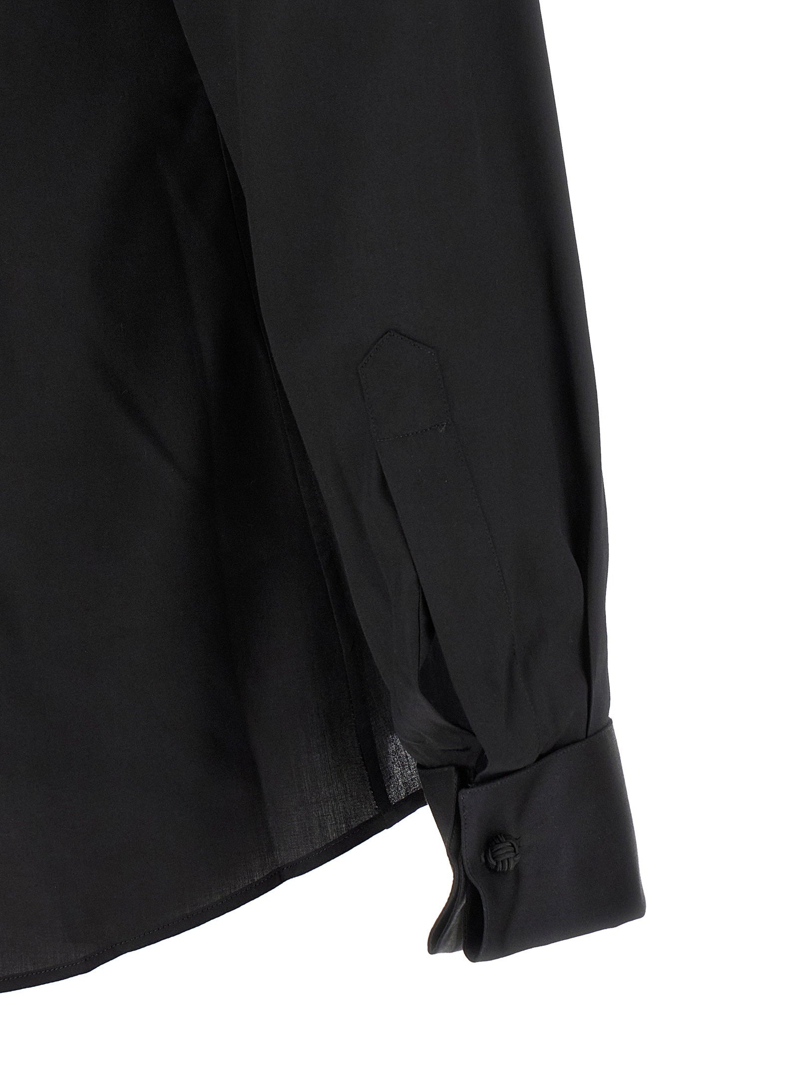 Pal Zileri Pleated Plastron Tuxedo Shirt — Black, view 4
