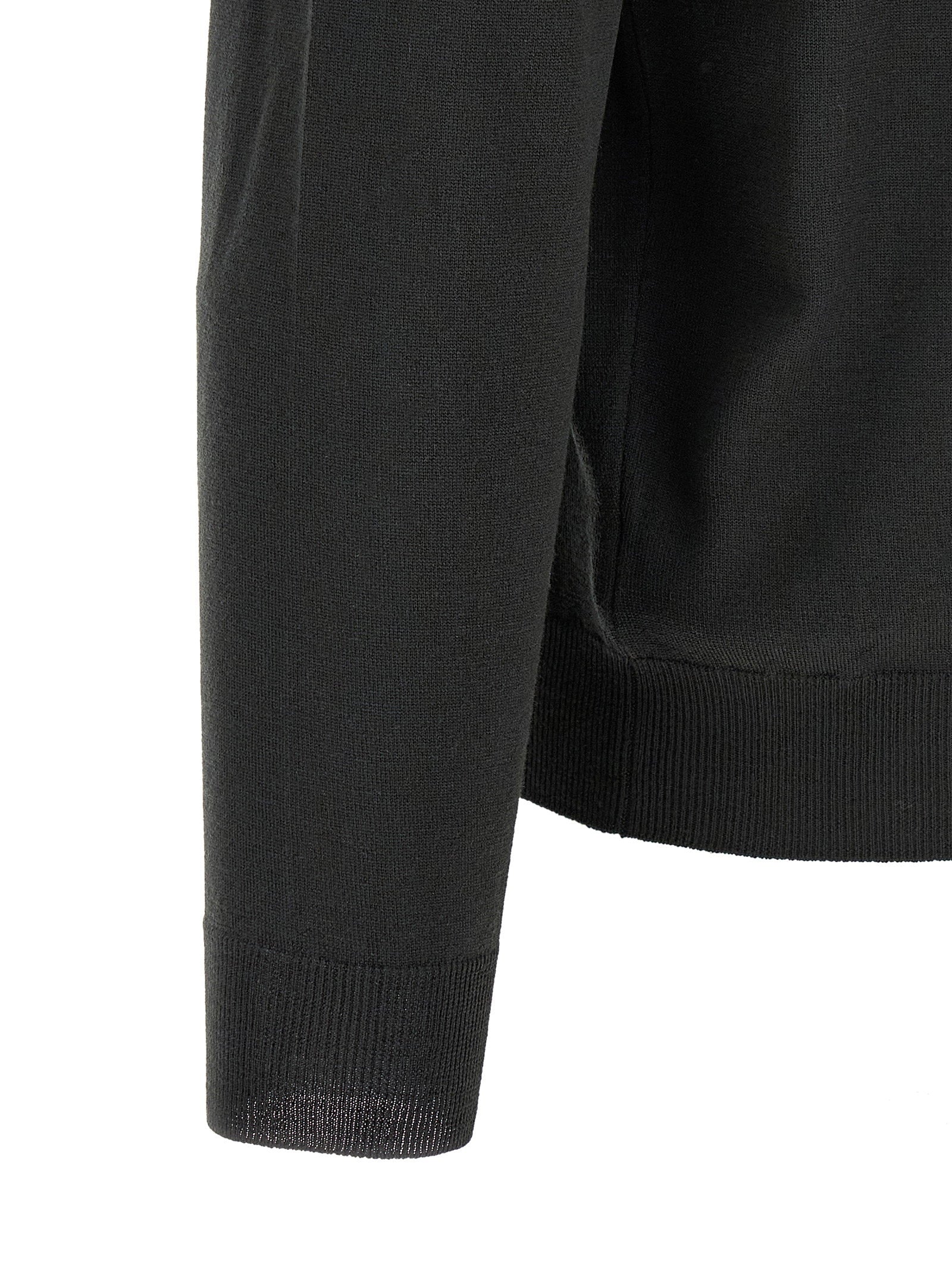 Zanone Flexwool Virgin Wool Polo Shirt — Black, view 4