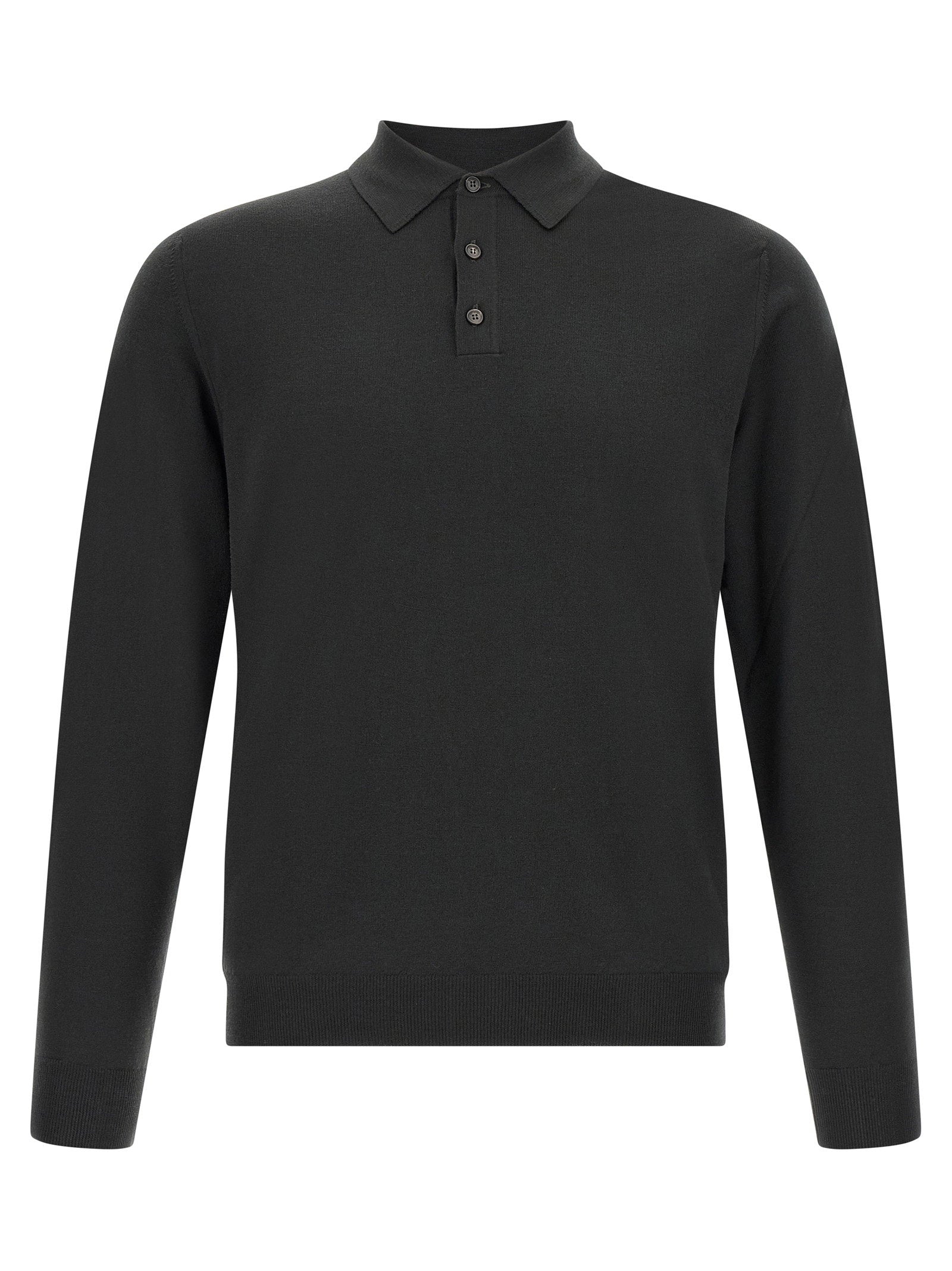 Zanone Flexwool Virgin Wool Polo Shirt — Black by Zanone
