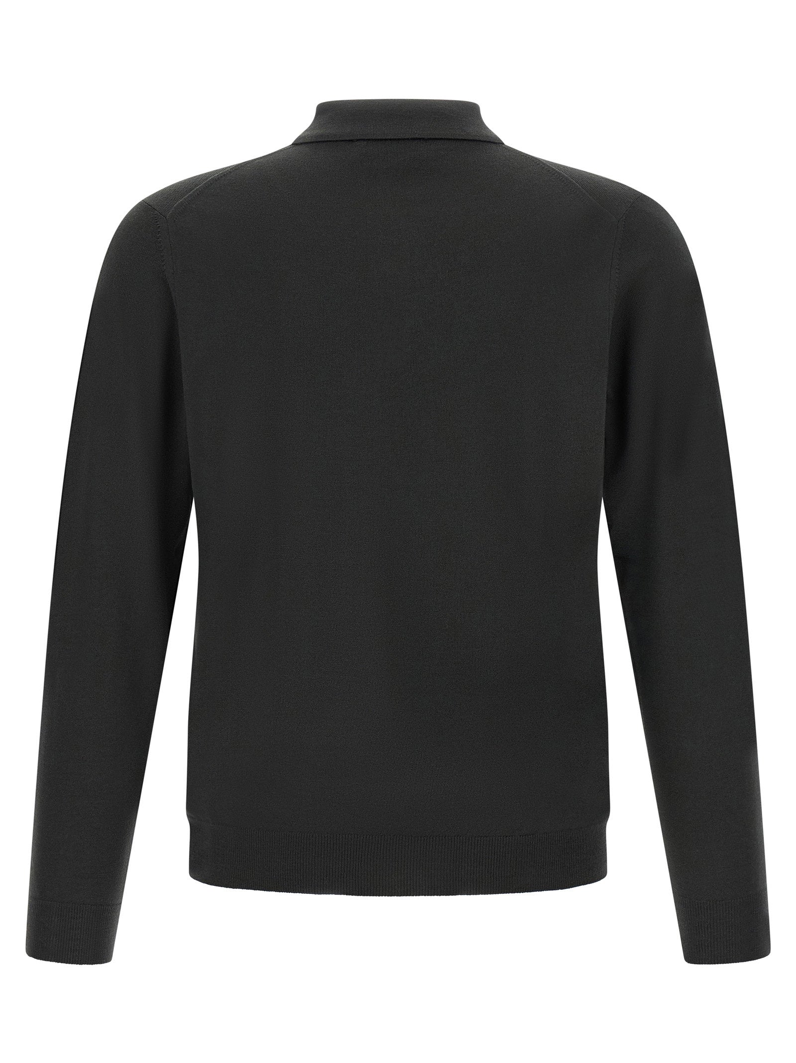 Zanone Flexwool Virgin Wool Polo Shirt — Black, view 2