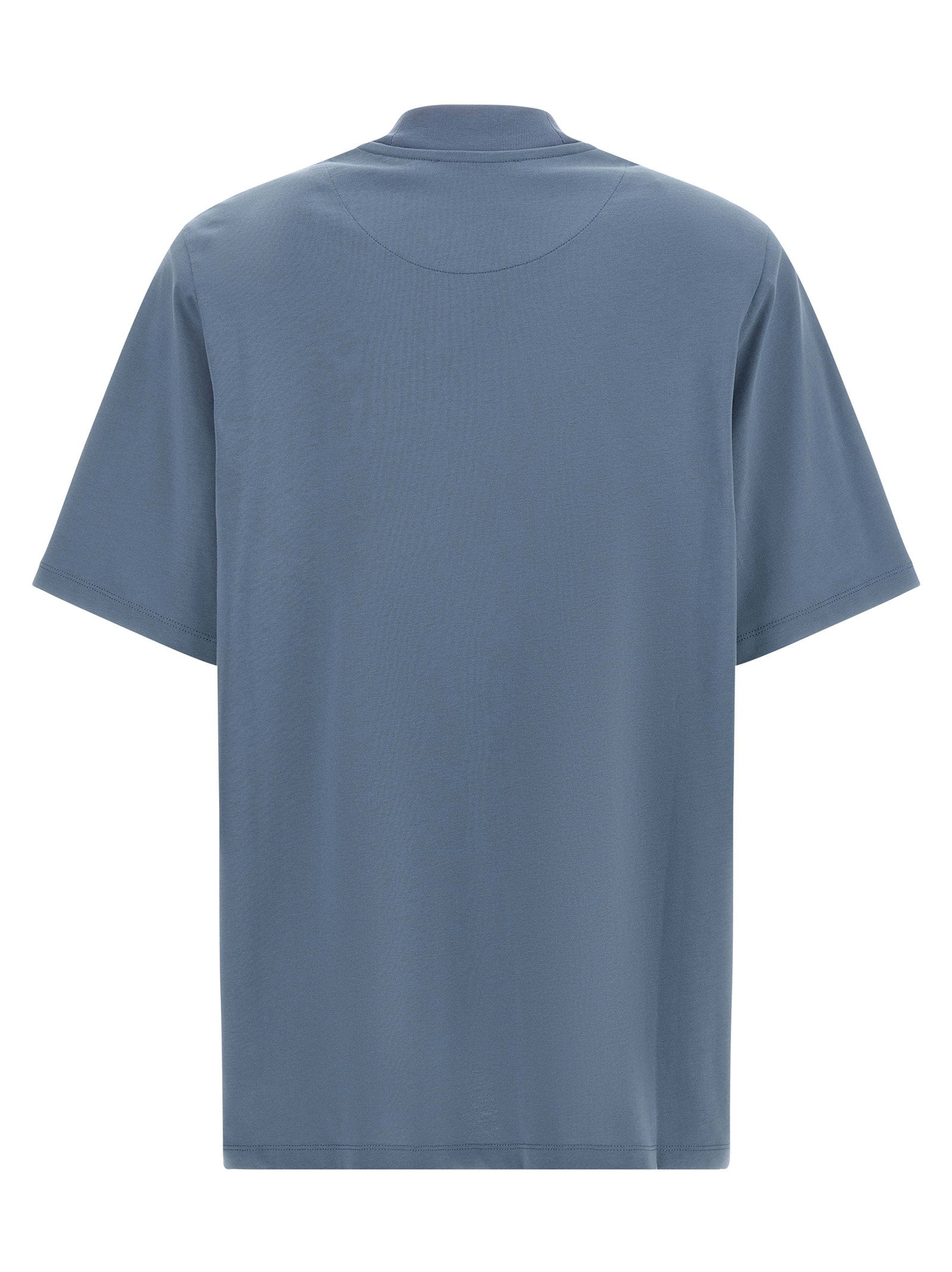 The Attico Mock-Neck Cotton T-Shirt — Blue, view 2