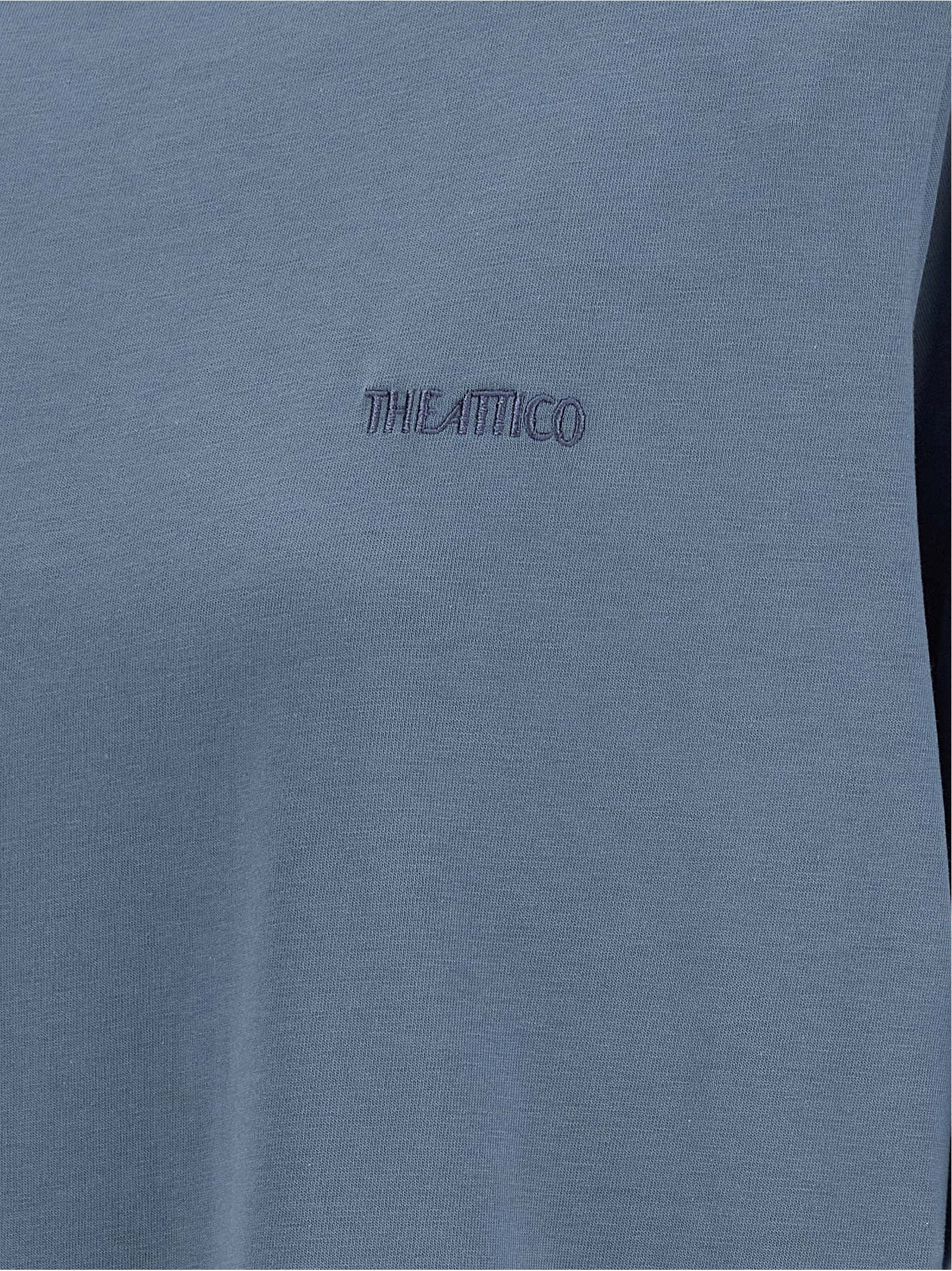 The Attico Mock-Neck Cotton T-Shirt — Blue, view 4