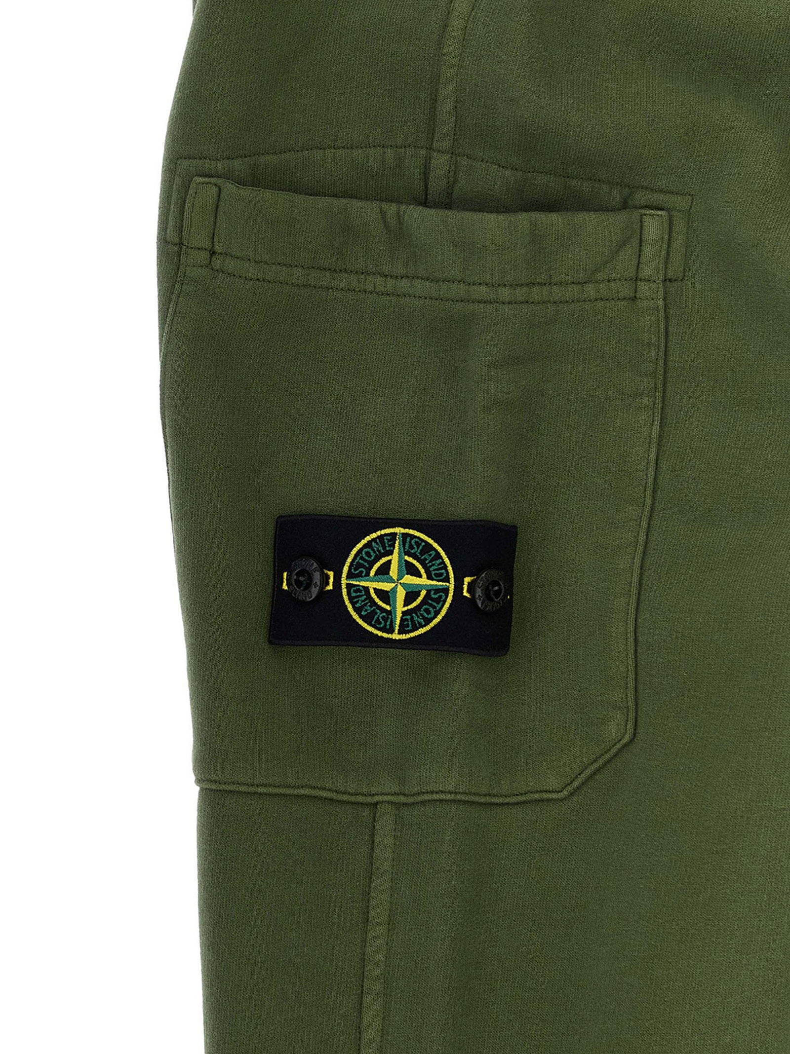 Stone Island Junior Cargo Pocket with Badge Logo Joggers — olive green, view 3