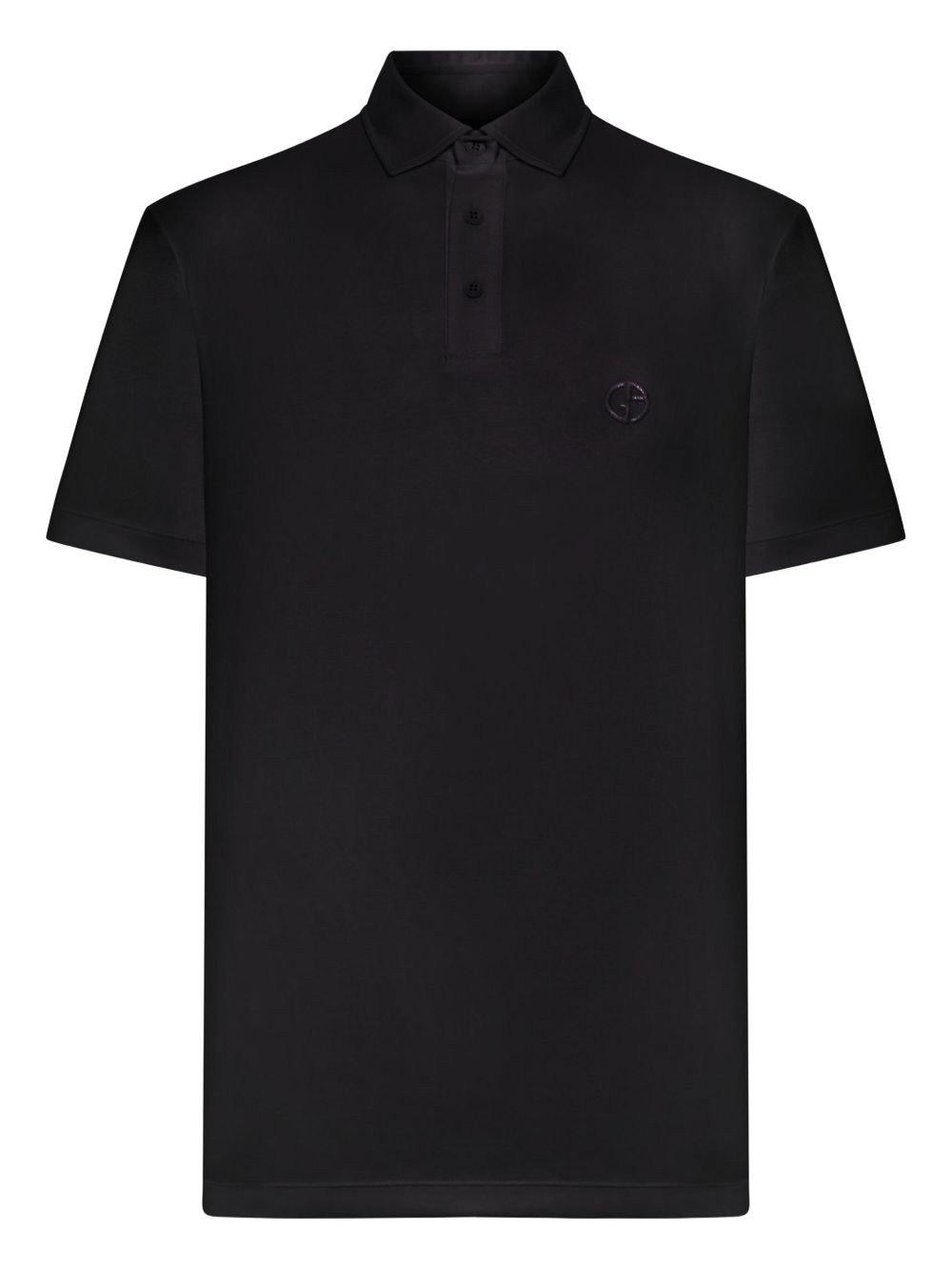 Giorgio Armani Logo-Embroidered Cotton Polo — Black by Giorgio Armani