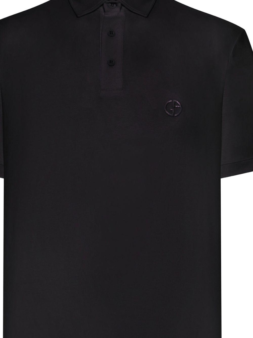 Giorgio Armani Logo-Embroidered Cotton Polo — Black, view 2