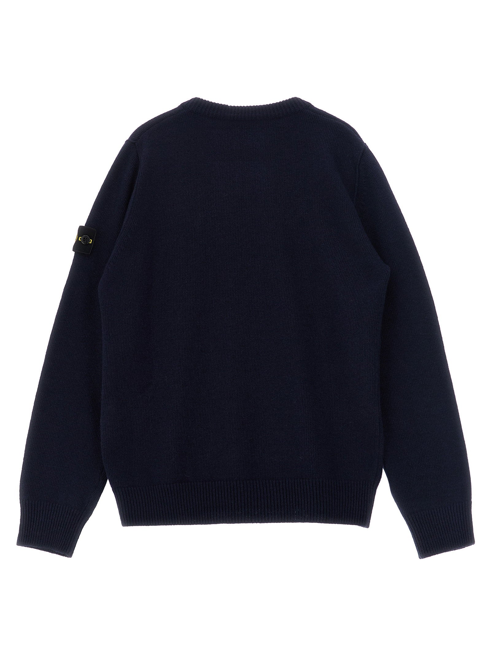 Stone Island Junior Badge Logo Wool Blend Sweater — Navy, view 2