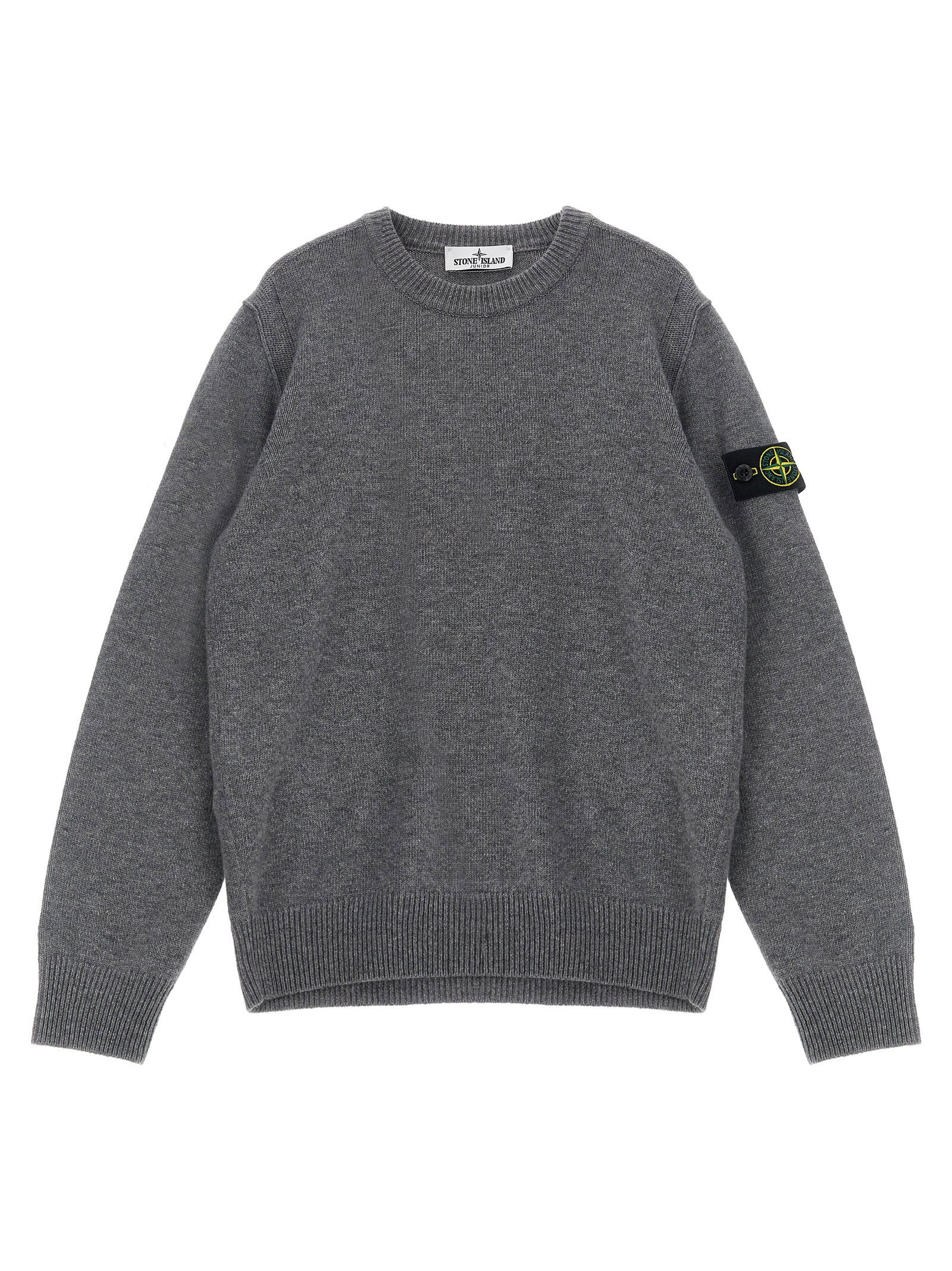 Stone Island Junior Wool Blend with Badge Logo Sweater — grey by Stone Island Junior