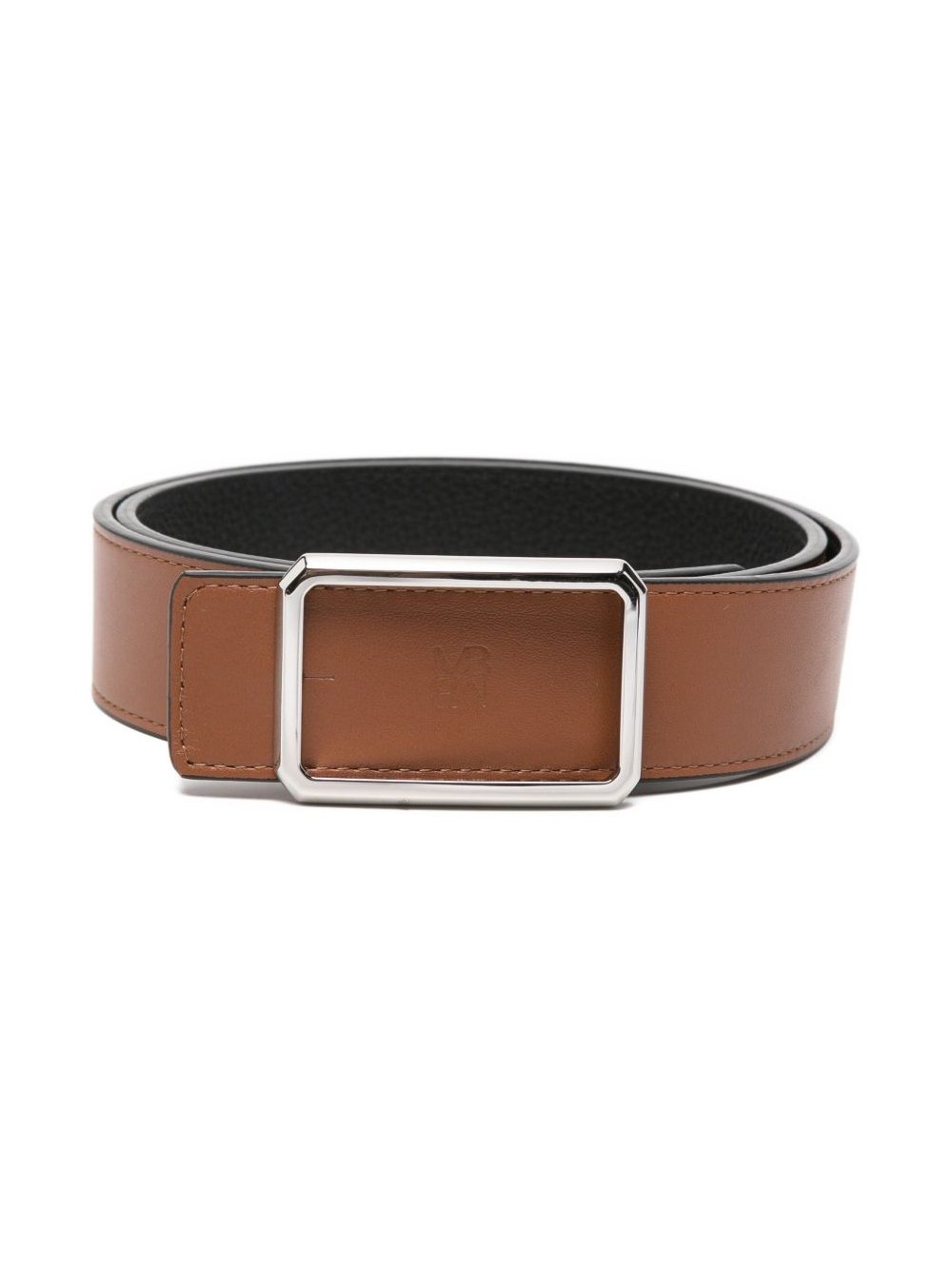 MAISON BOINET Leather Rectangular Buckle Belt — Brown by MAISON BOINET
