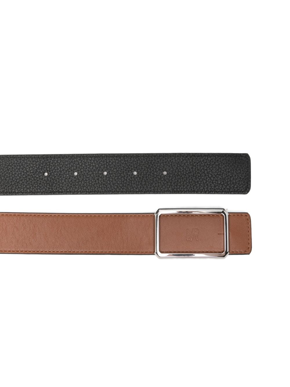 MAISON BOINET Leather Rectangular Buckle Belt — Brown, view 3