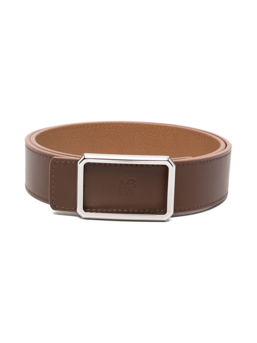 MAISON BOINET Leather with Logo Debossing Belt — Brown by MAISON BOINET