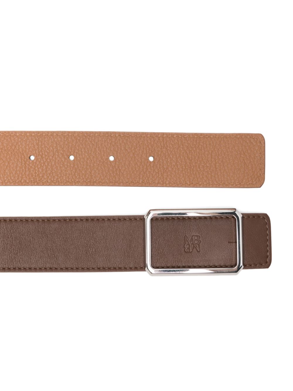 MAISON BOINET Leather with Logo Debossing Belt — Brown, view 2