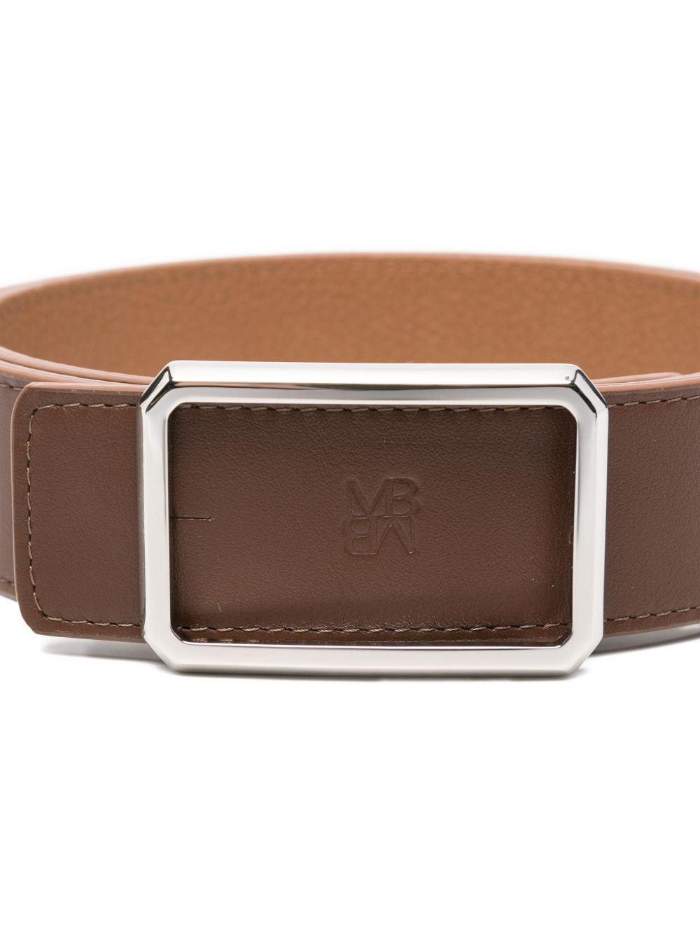 MAISON BOINET Leather with Logo Debossing Belt — Brown, view 3