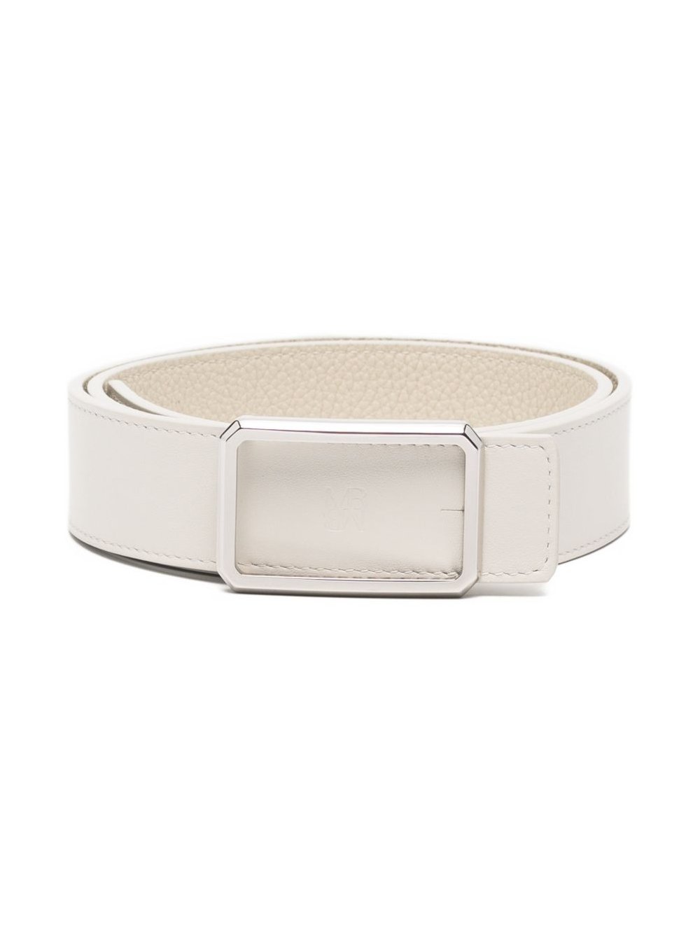 MAISON BOINET Leather with Rectangular Buckle Belt — Ivory by MAISON BOINET
