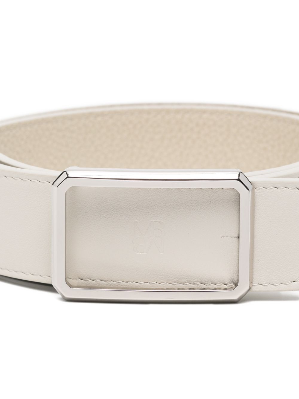 MAISON BOINET Leather with Rectangular Buckle Belt — Ivory, view 2