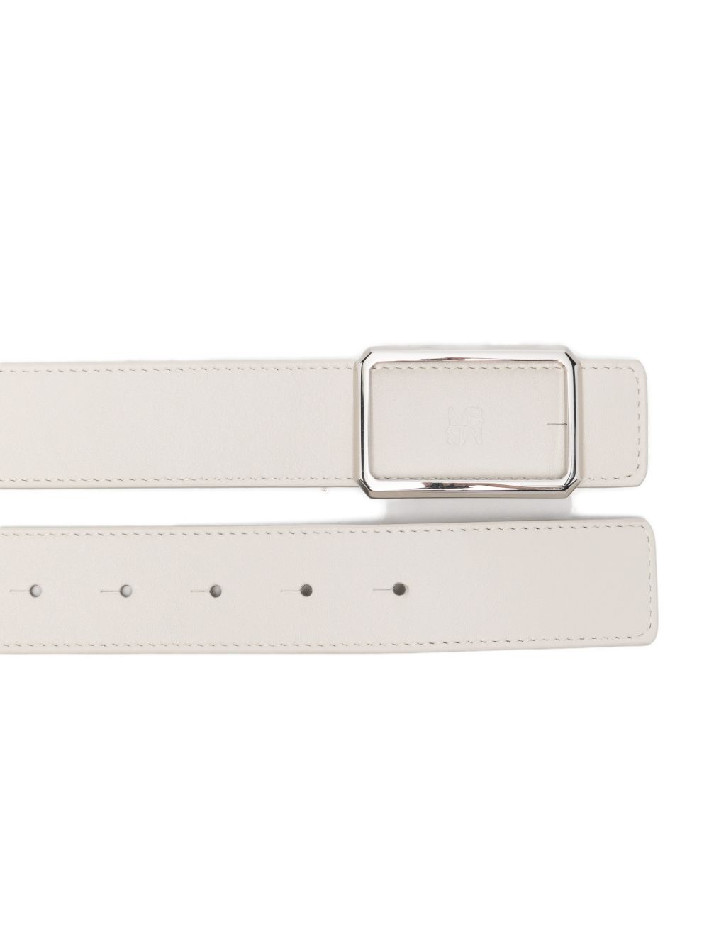 MAISON BOINET Leather with Rectangular Buckle Belt — Ivory, view 3