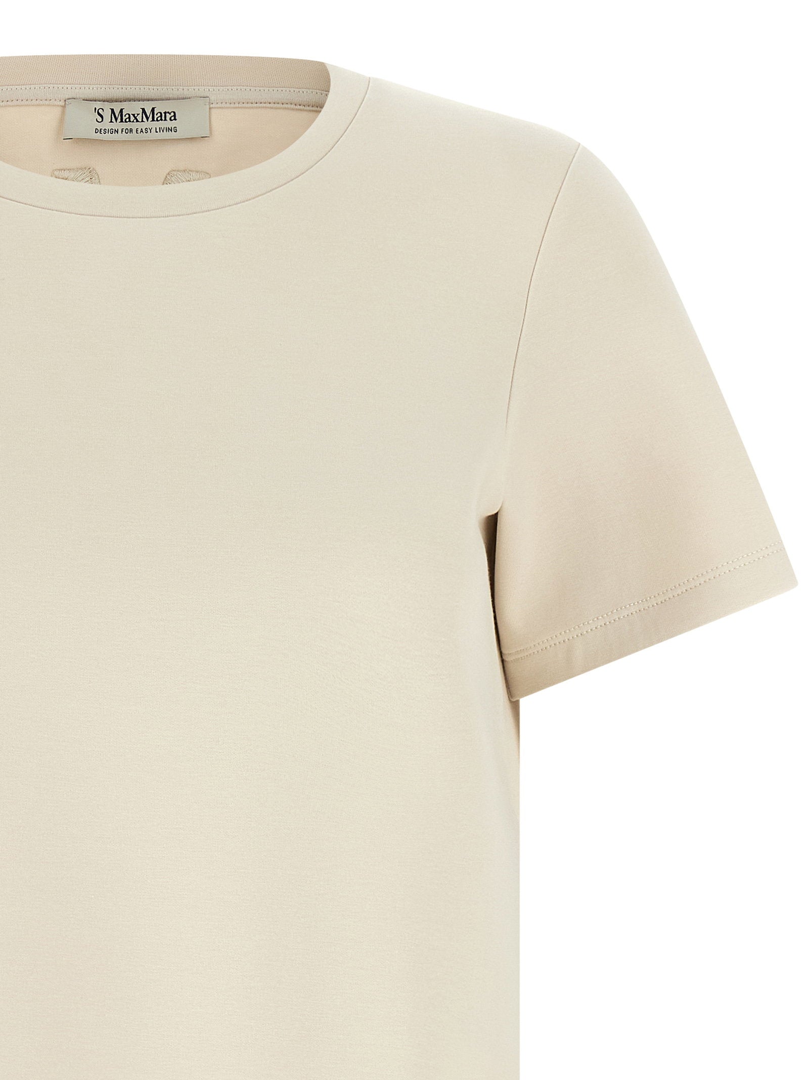 Max Mara 'S Cotton-Blend Scuba Jersey T-Shirt — Cream, view 3