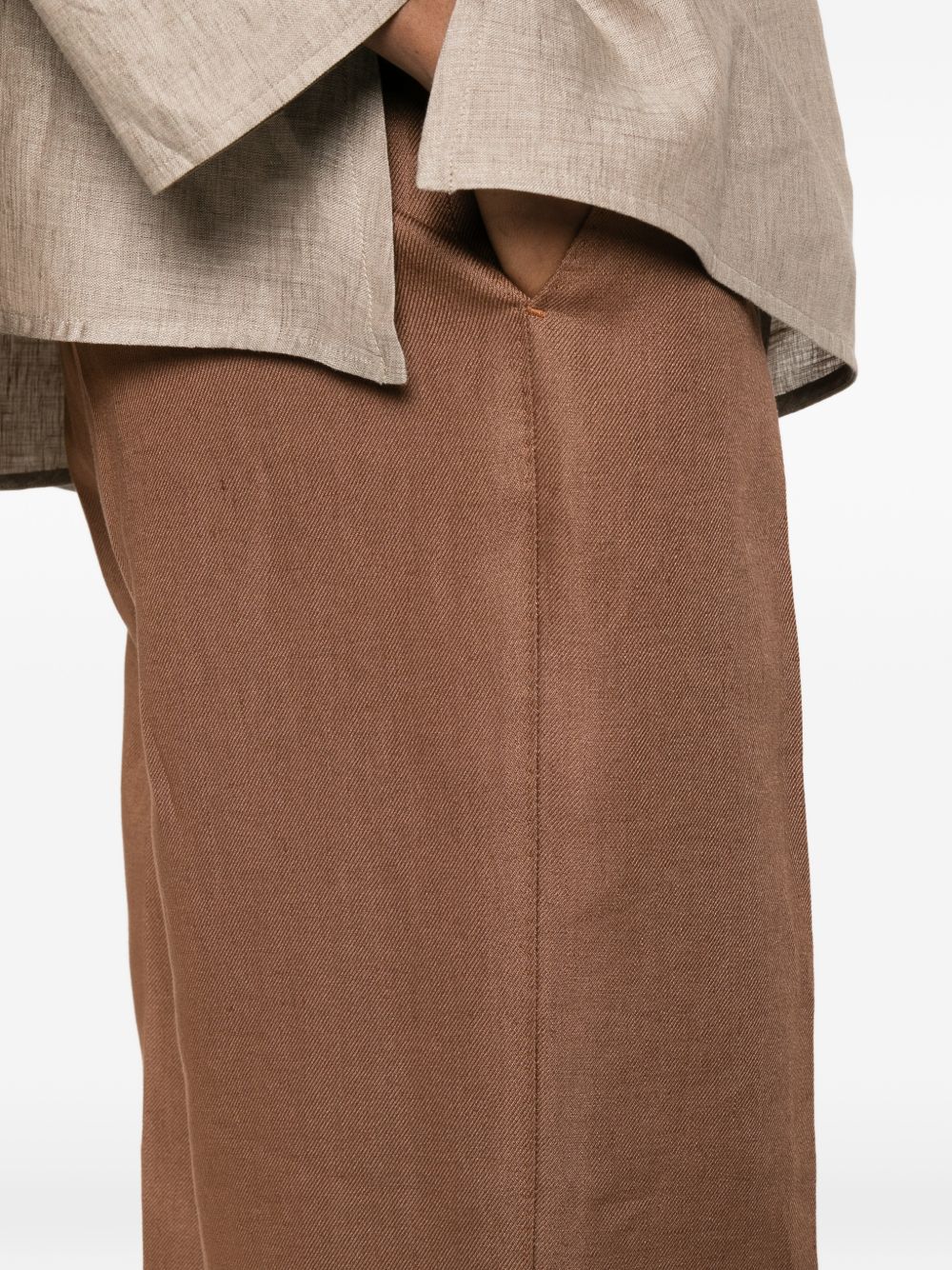 Tagliatore Linen Trousers — Brown, view 2