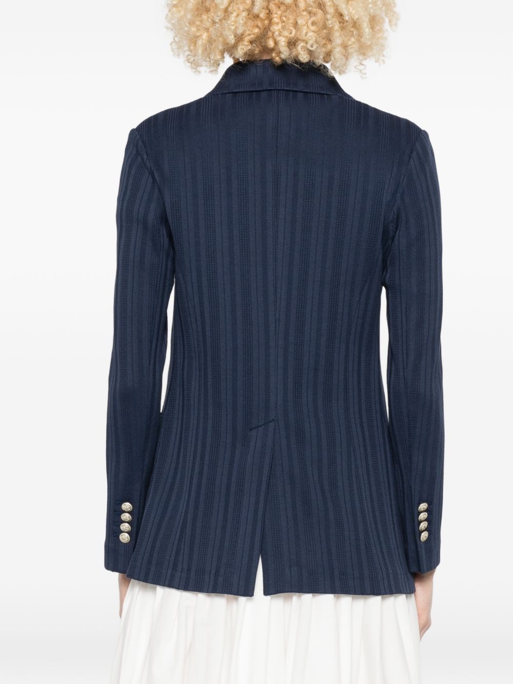Circolo 1901 Double-Breasted Pinstripe Blazer — Navy, view 2