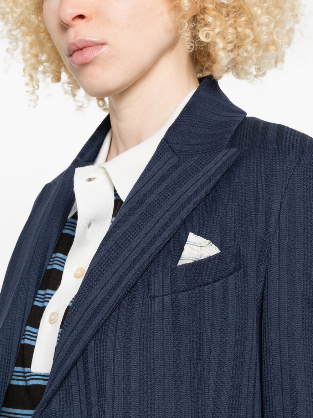 Circolo 1901 Double-Breasted Pinstripe Blazer — Navy, view 5