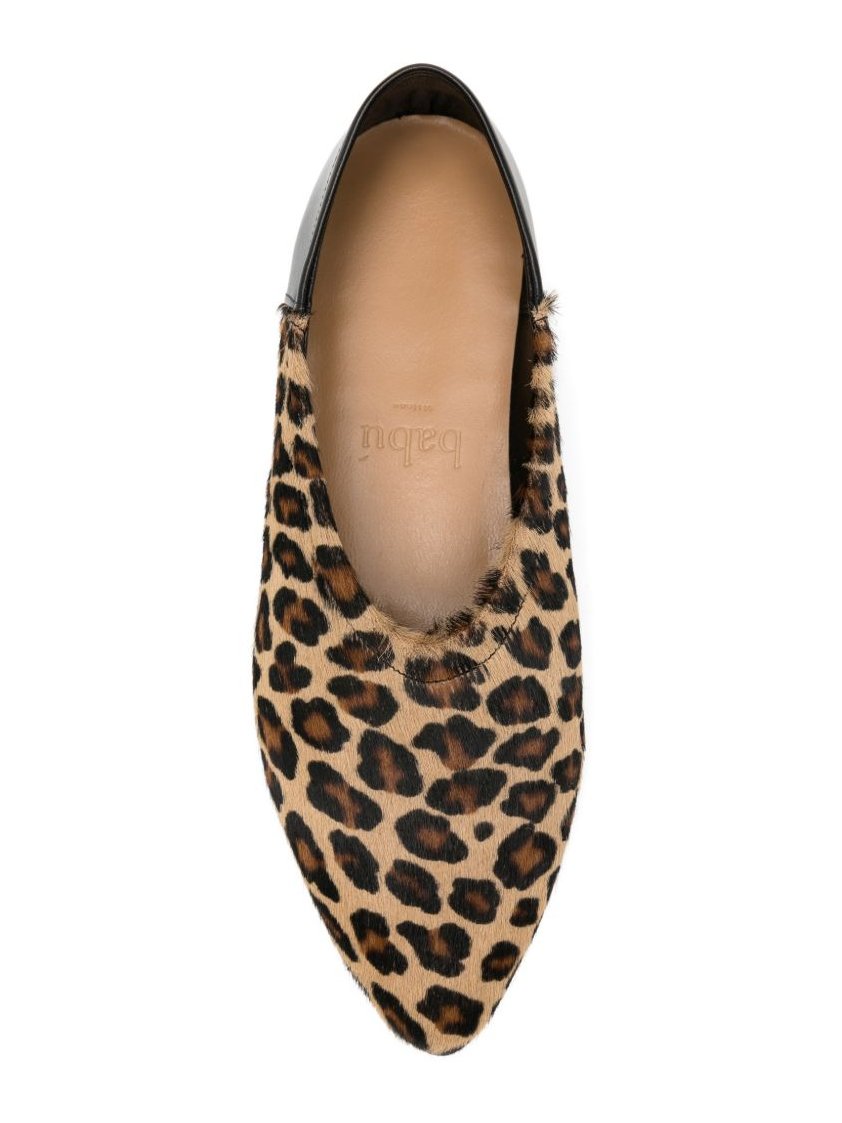 BABU' MILANO Leopard-Print Calf Hair Flat — Tan, view 4