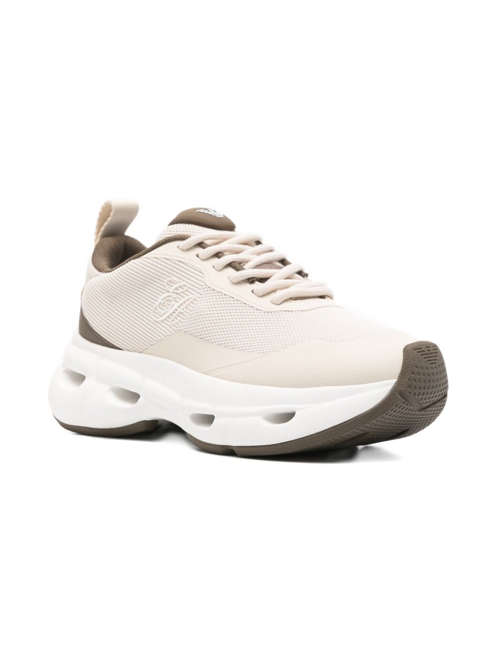 EMPORIO ARMANI EXCLUSIVE Logo-Embellished Chunky Sole Sneaker — Beige, view 3