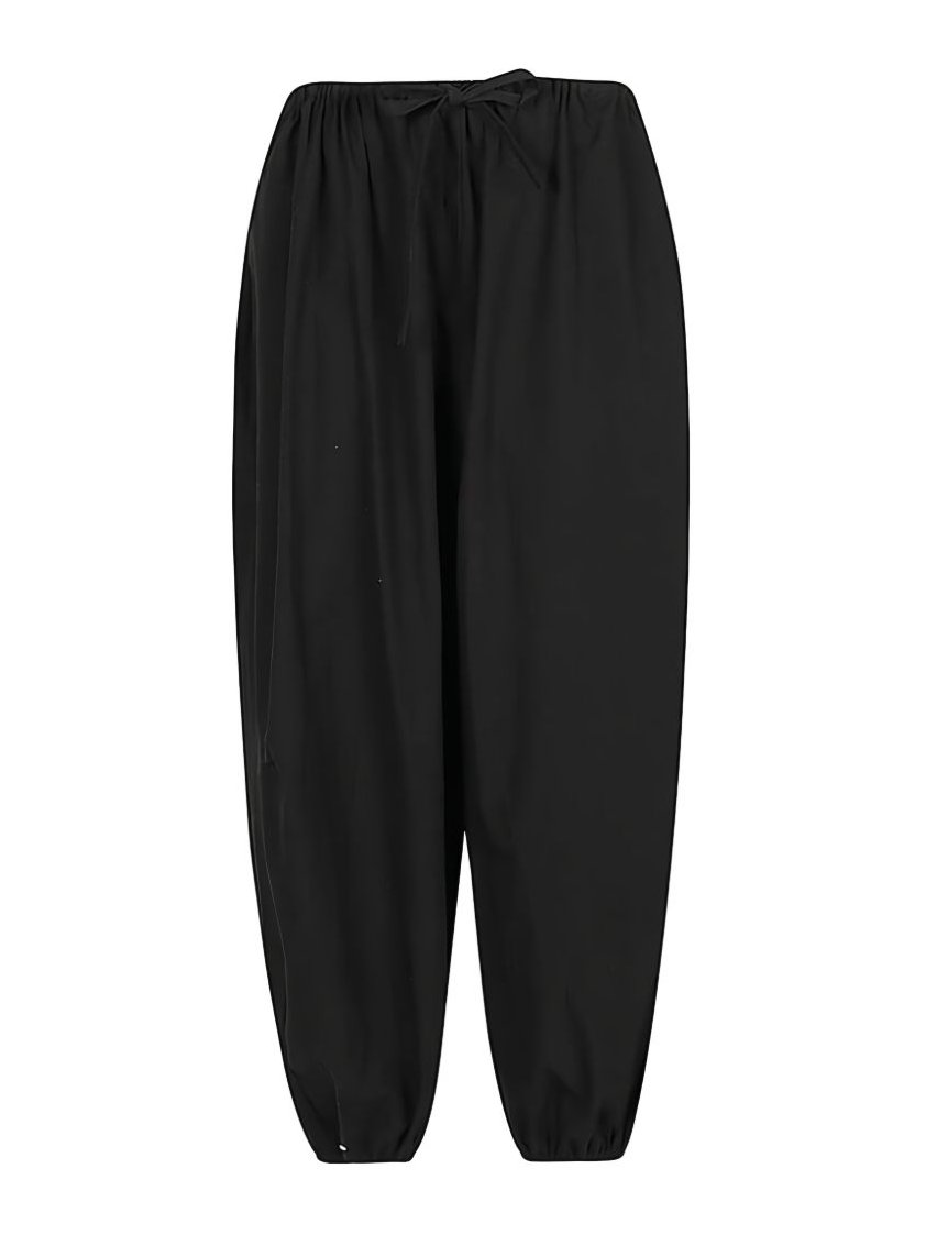 MIZUIRO Tapered Puffed Cotton Trousers — Black, view 6
