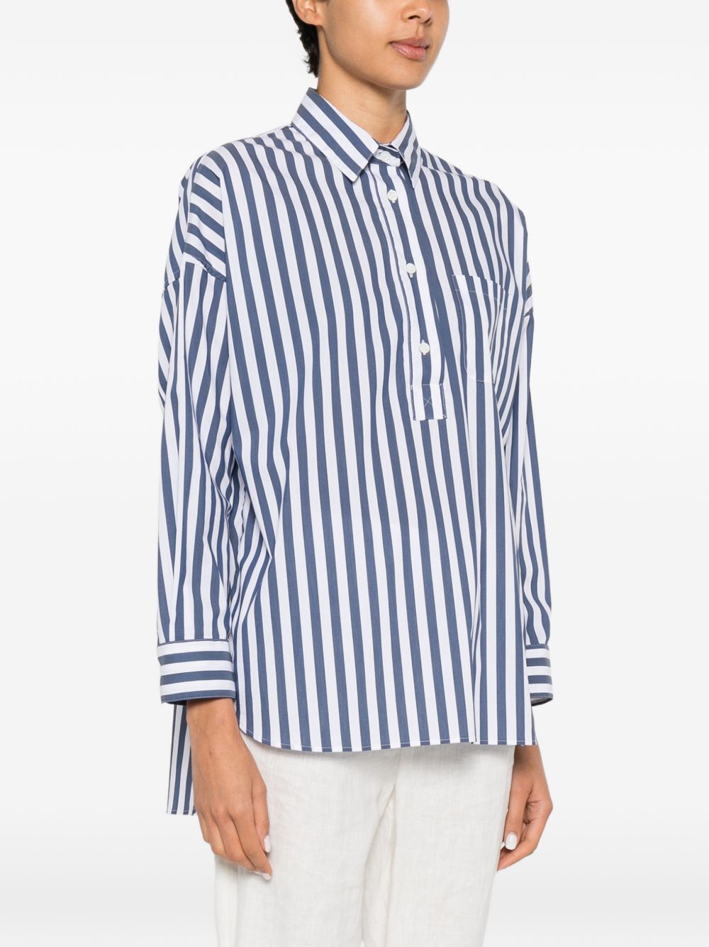 ARCHIVIO '67 Cotton-Blend Striped Shirt — Blue, view 2