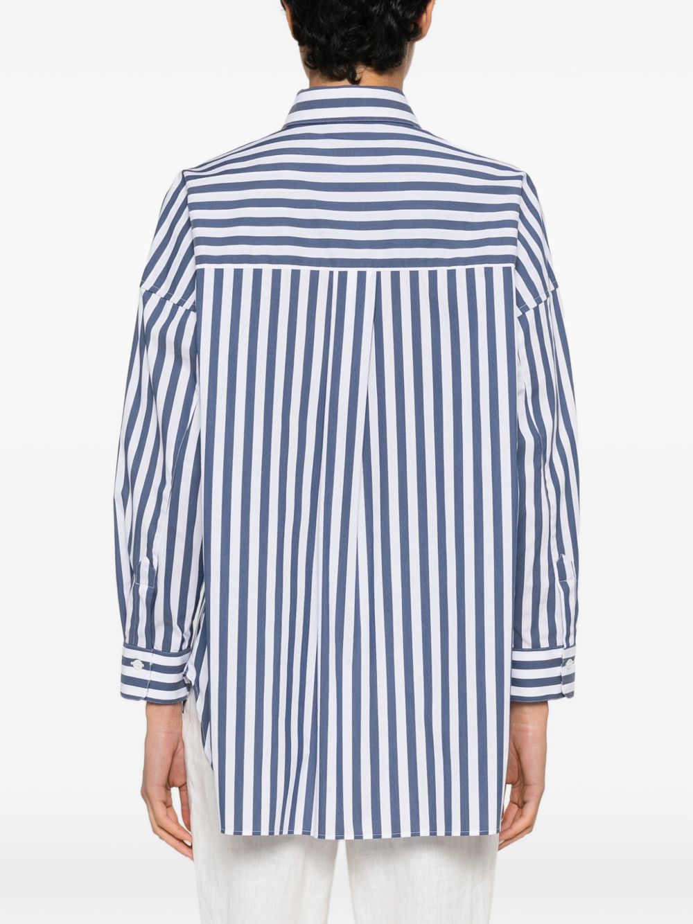 ARCHIVIO '67 Cotton-Blend Striped Shirt — Blue, view 3
