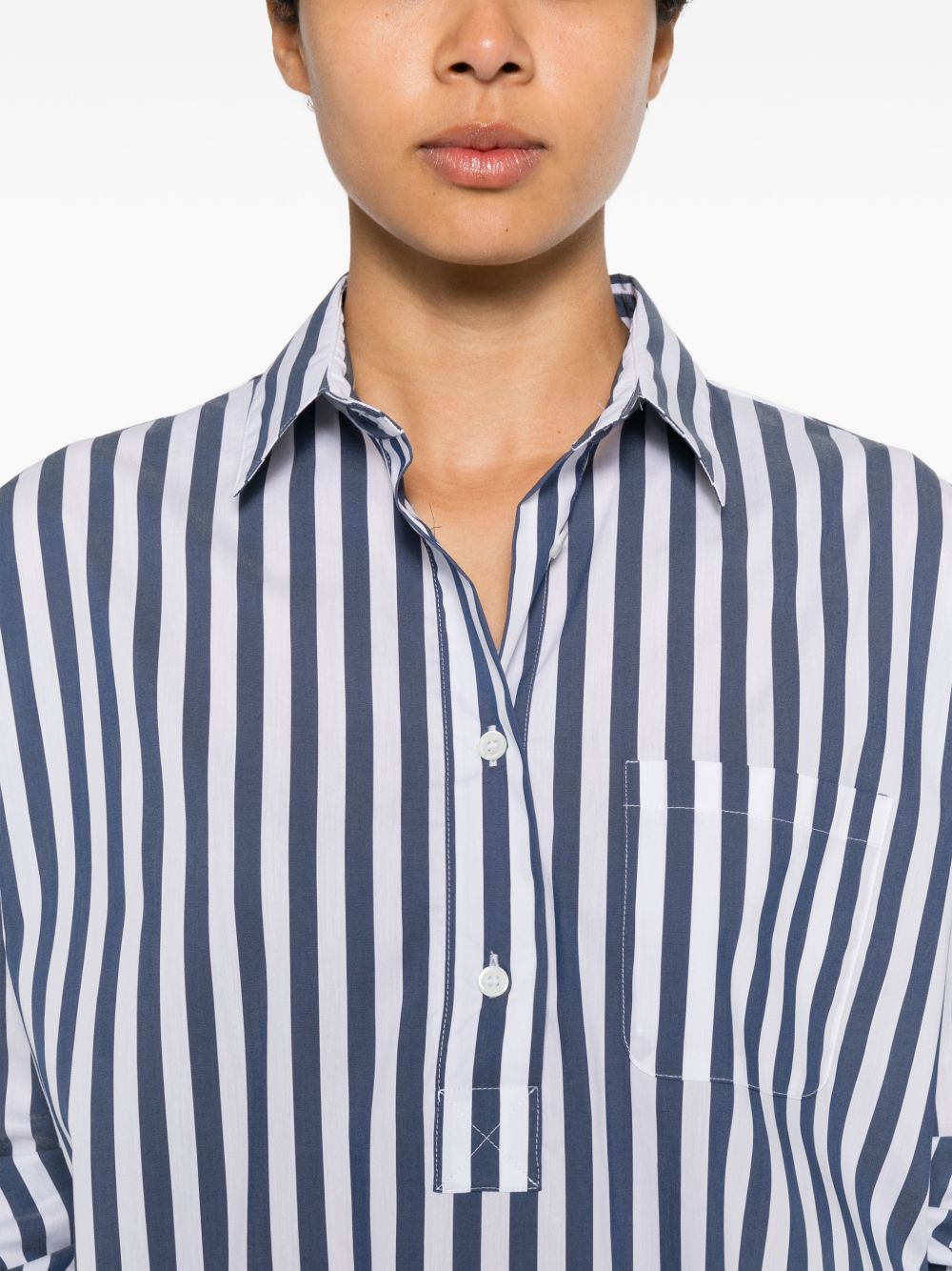 ARCHIVIO '67 Cotton-Blend Striped Shirt — Blue, view 4