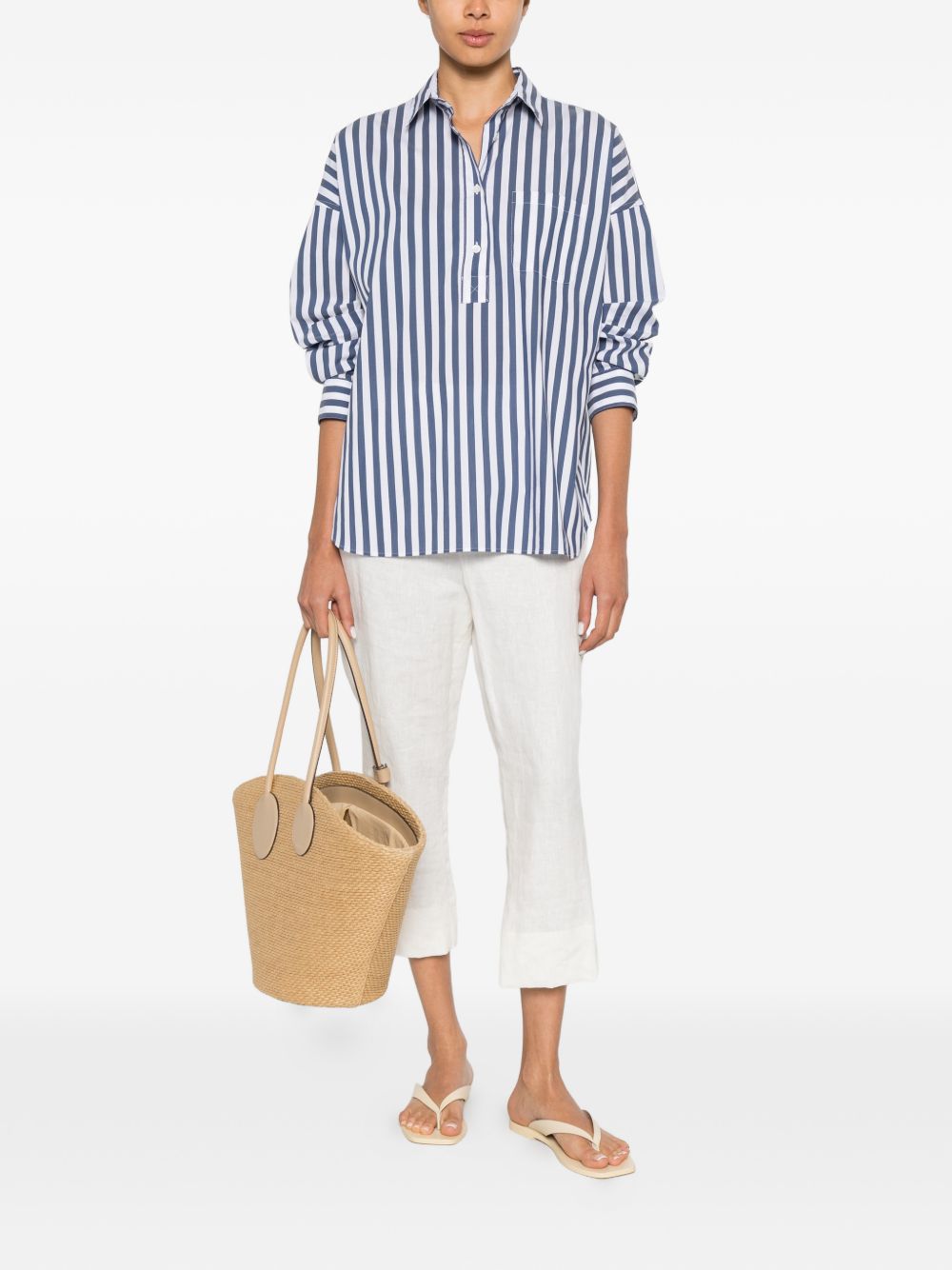 ARCHIVIO '67 Cotton-Blend Striped Shirt — Blue, view 5