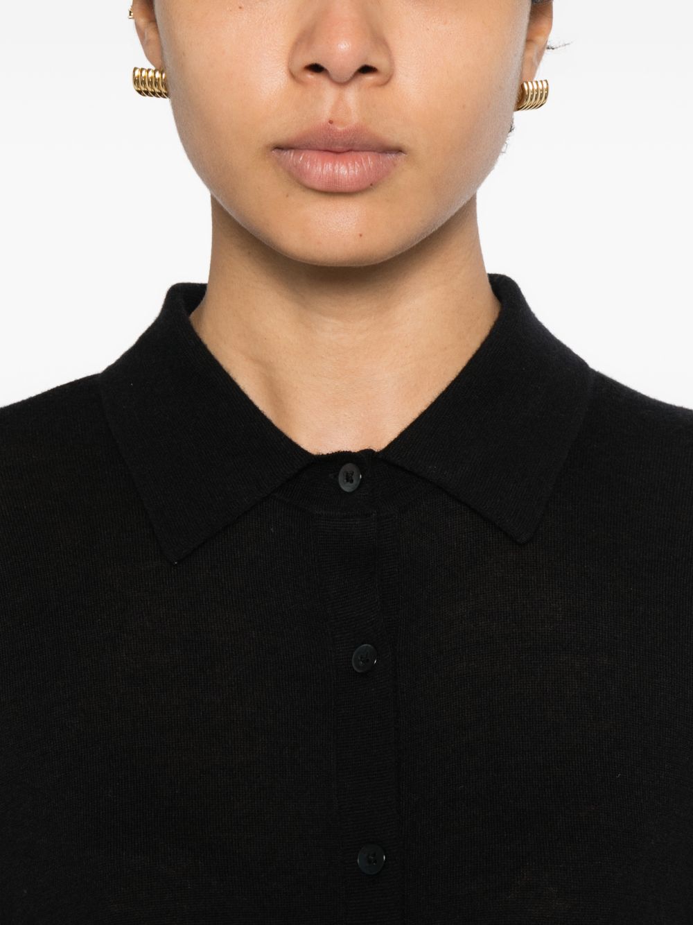 Soft Goat Cashmere Cardigan — Black, view 4