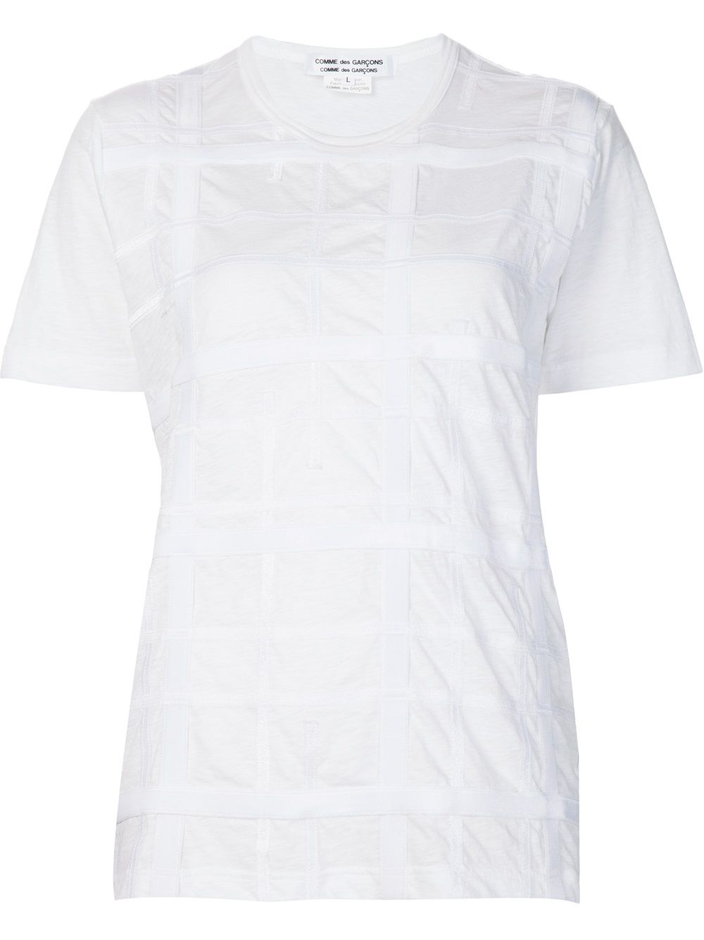 Comme Comme Cotton Ribbon Appliqué T-shirt — White by Comme Comme